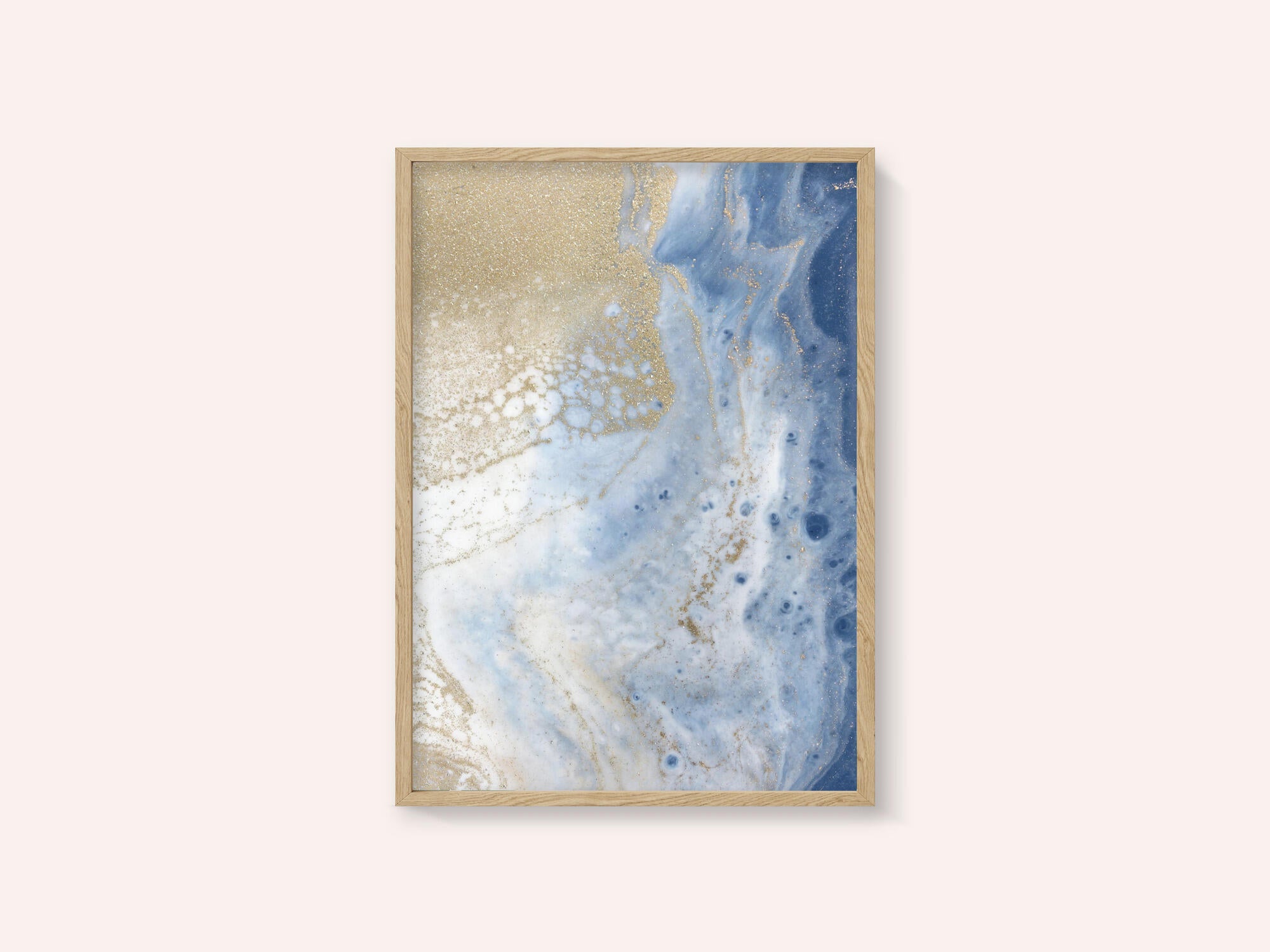 Swirling Blue and Gold Patterns Resembles a Cosmic Landscape