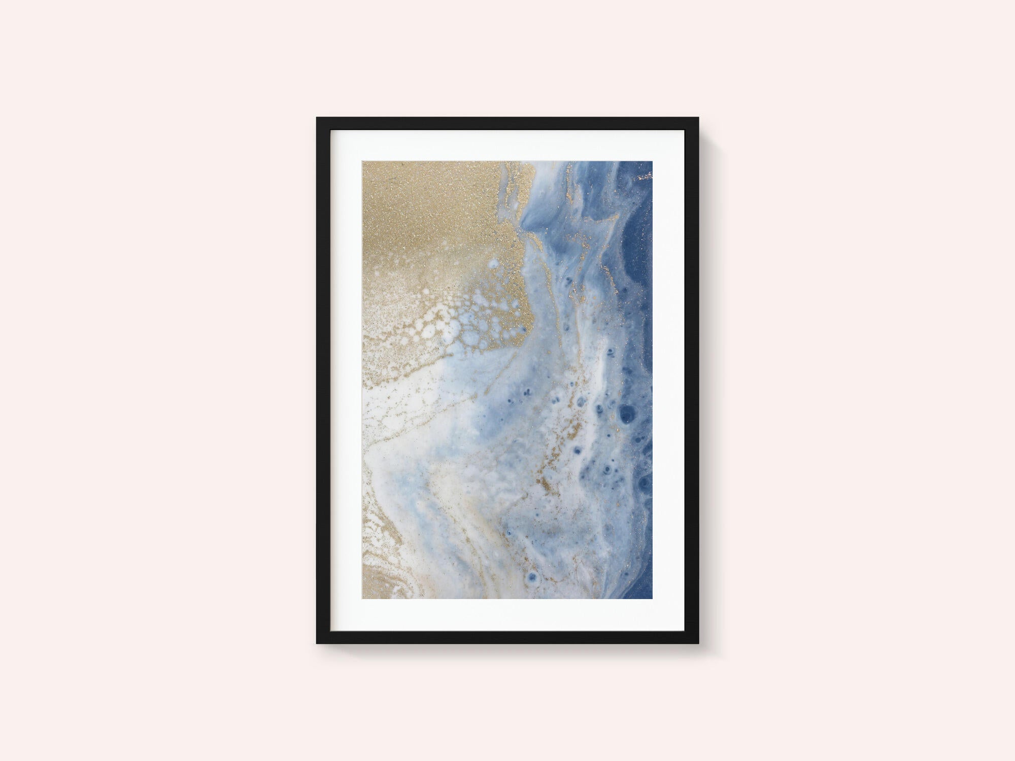 Swirling Blue and Gold Patterns Resembles a Cosmic Landscape