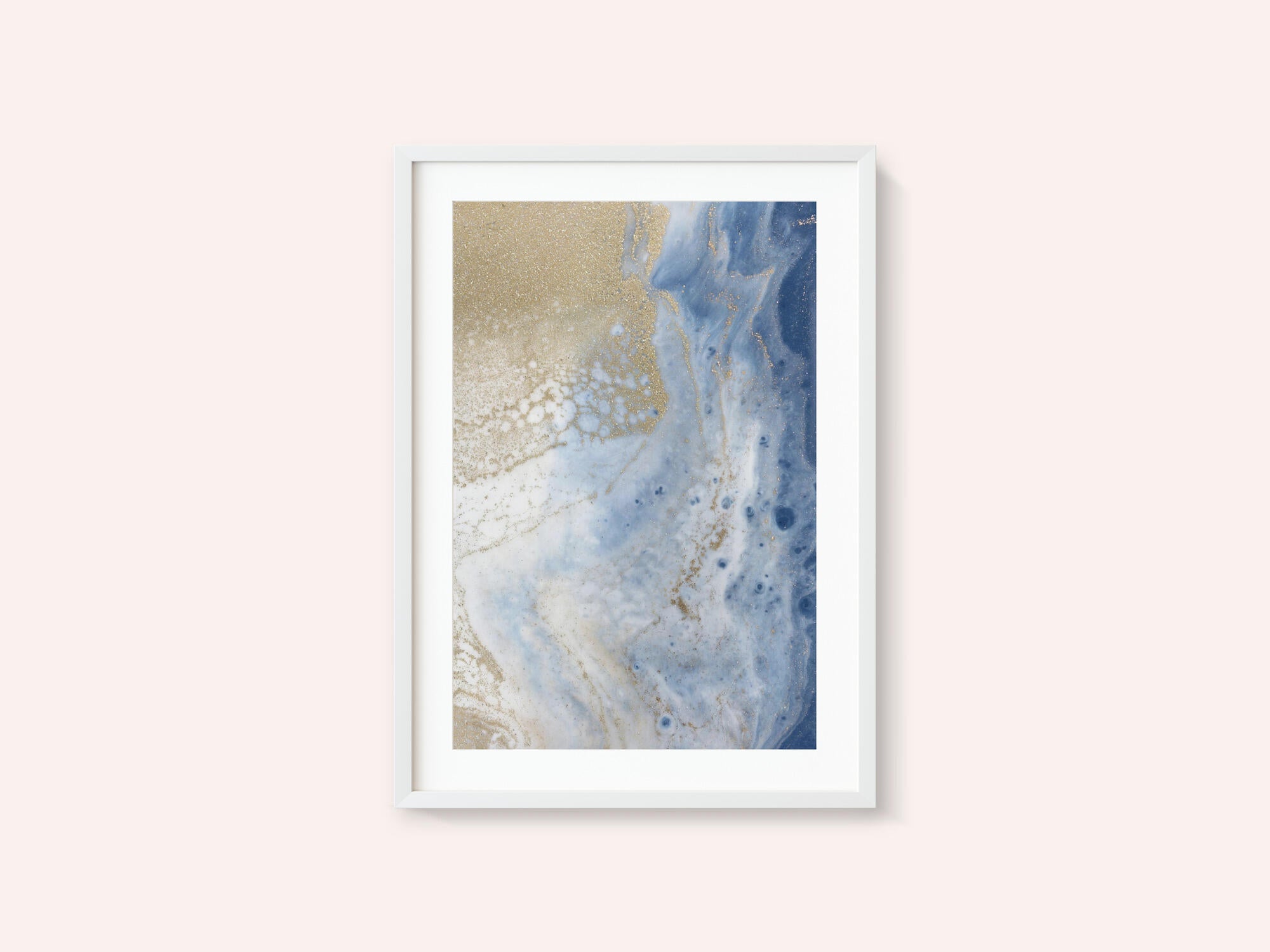 Swirling Blue and Gold Patterns Resembles a Cosmic Landscape
