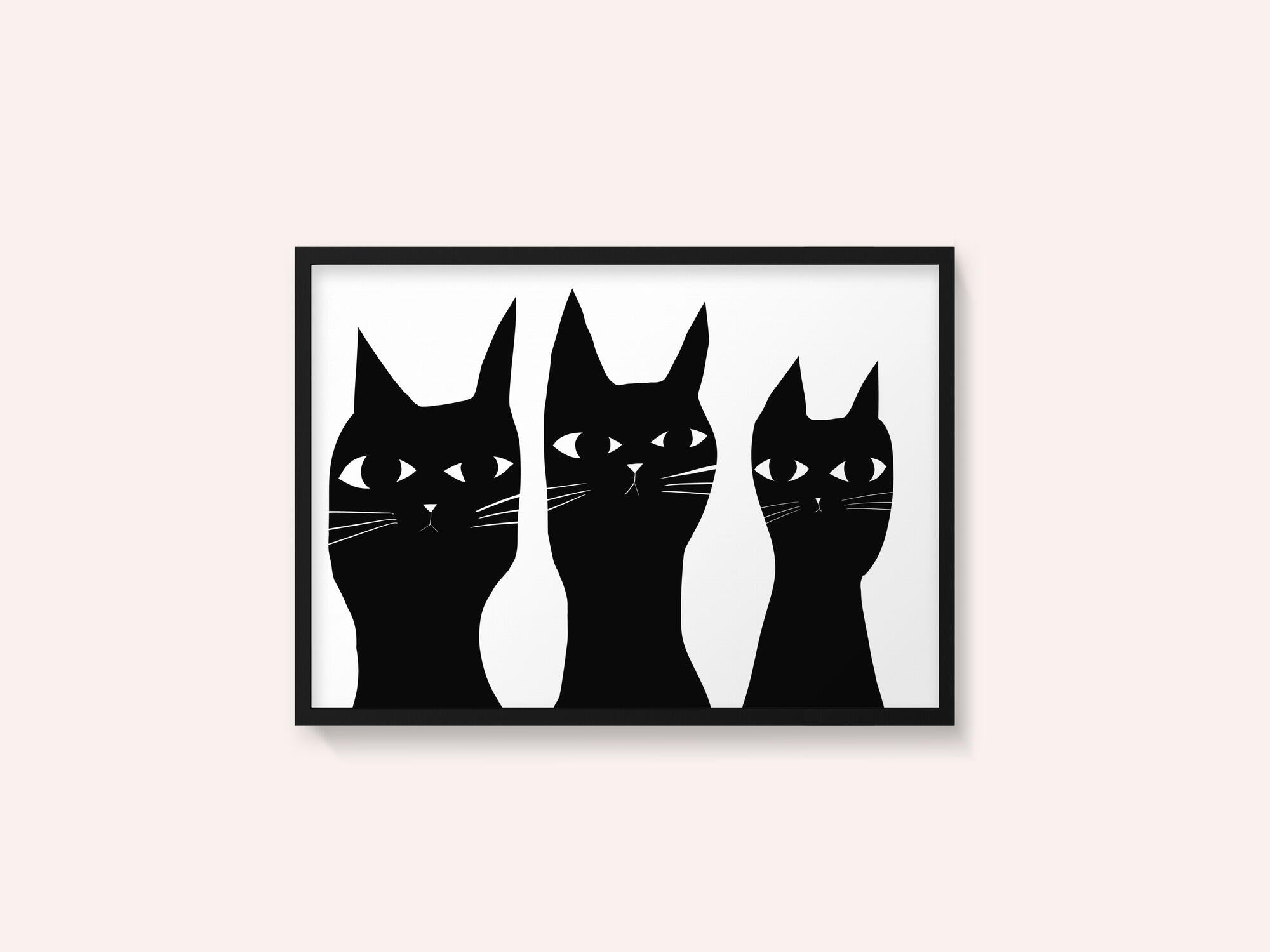 Three black cats peeking cat