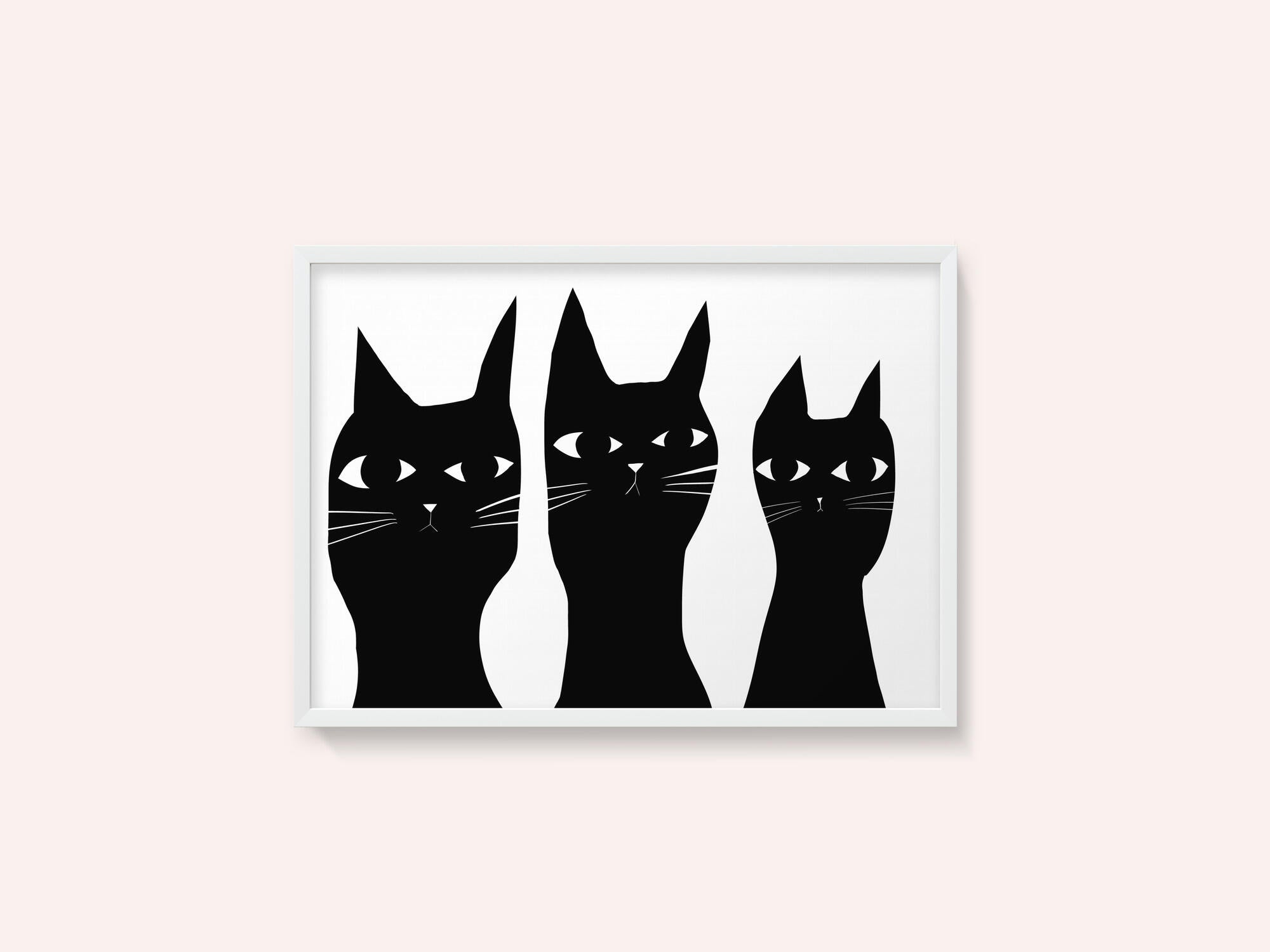 Three black cats peeking cat