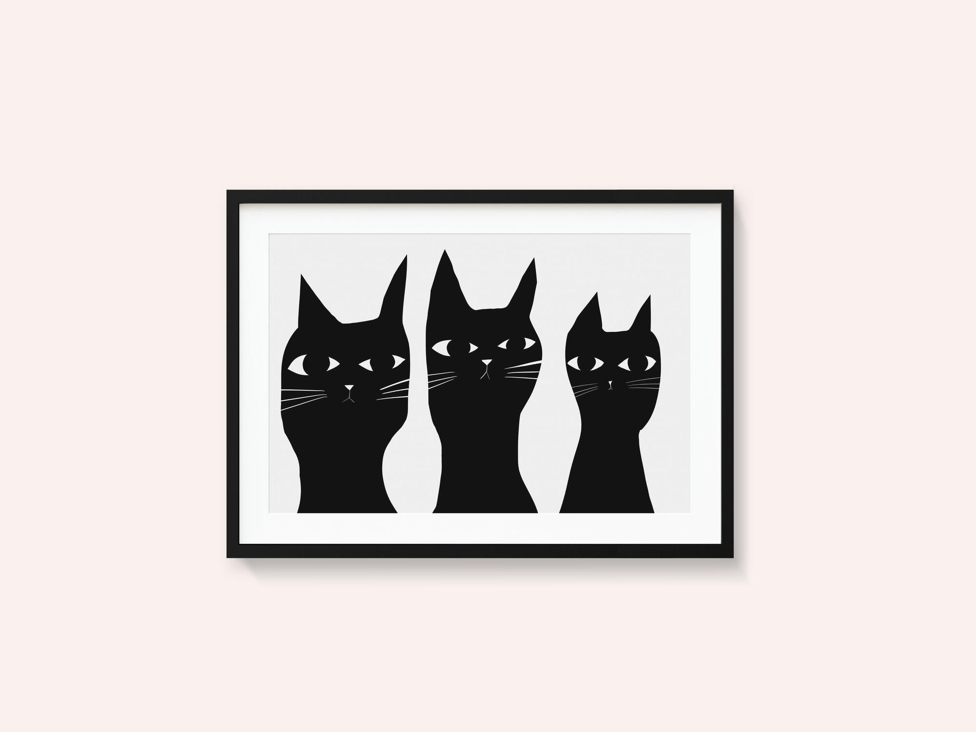 Three black cats peeking cat