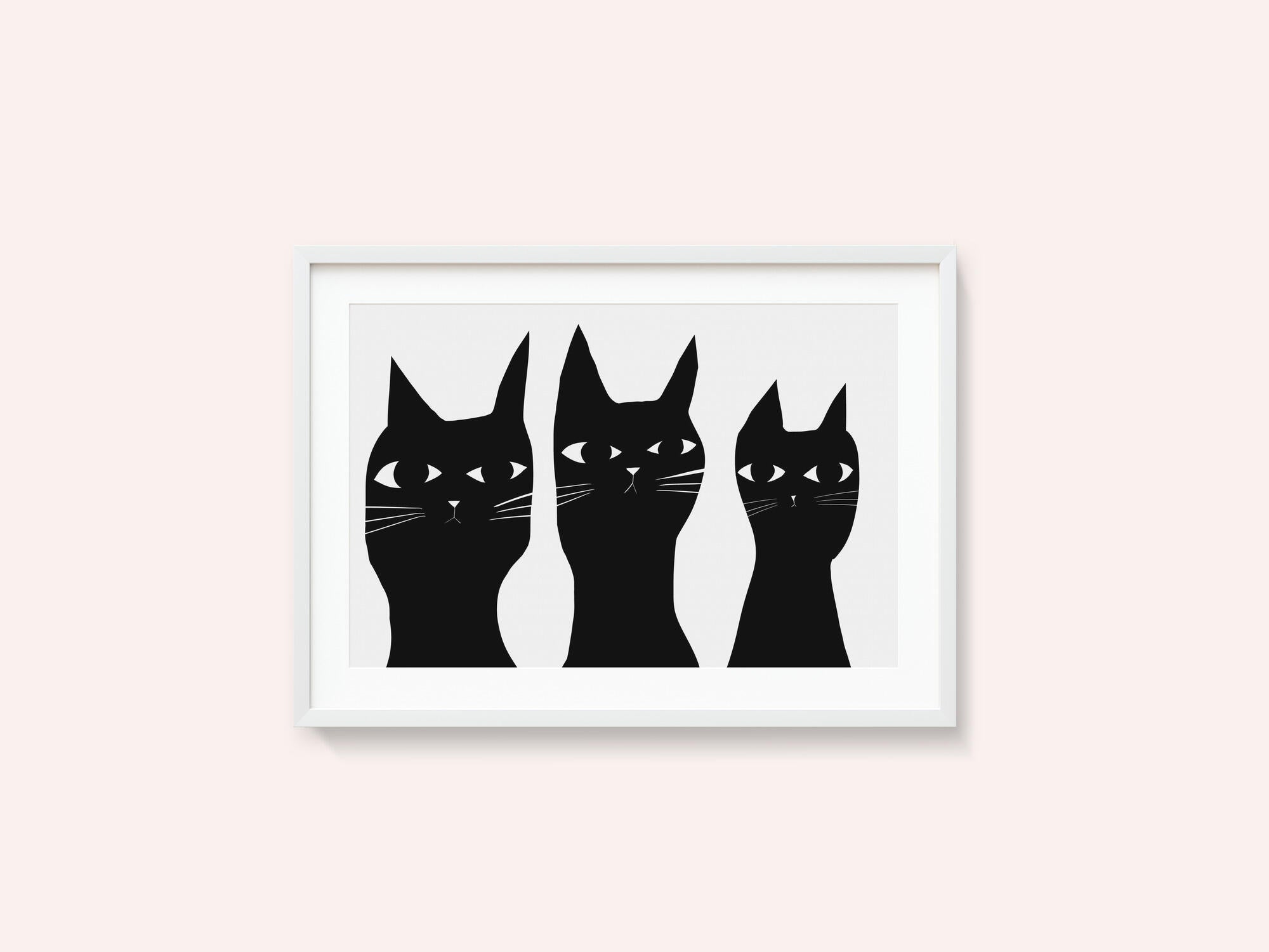 Three black cats peeking cat