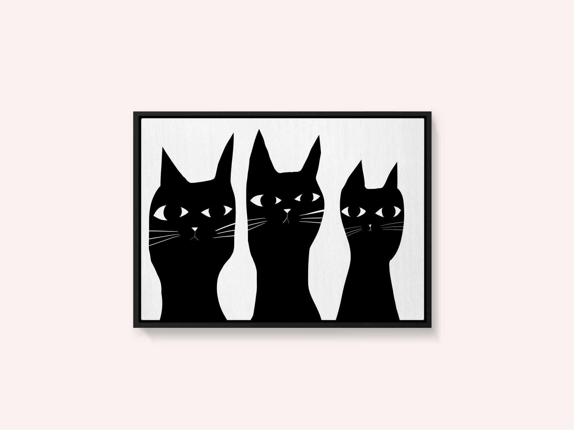 Three black cats peeking cat