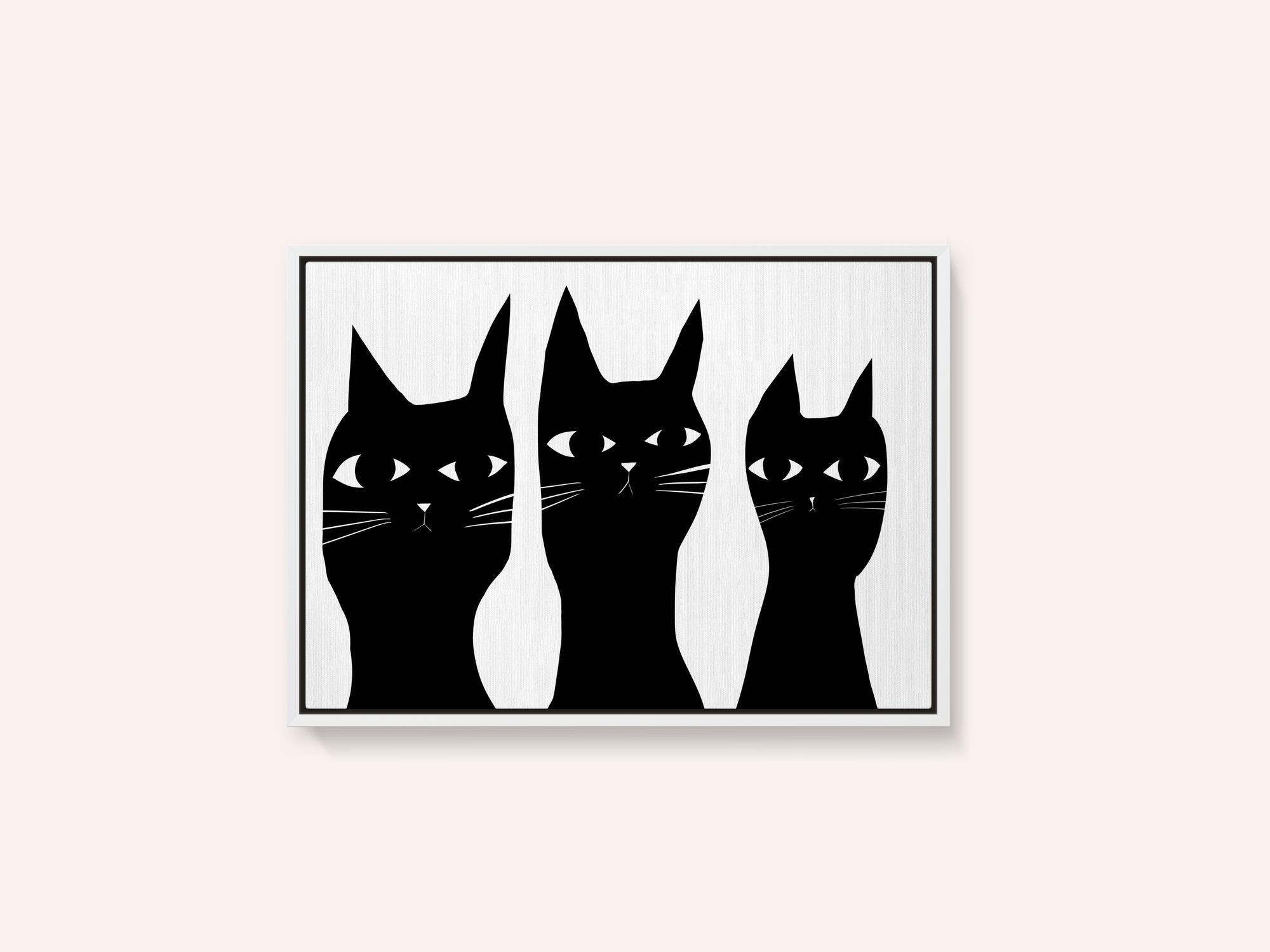 Three black cats peeking cat