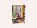 Cat in front of window in New York bright colours