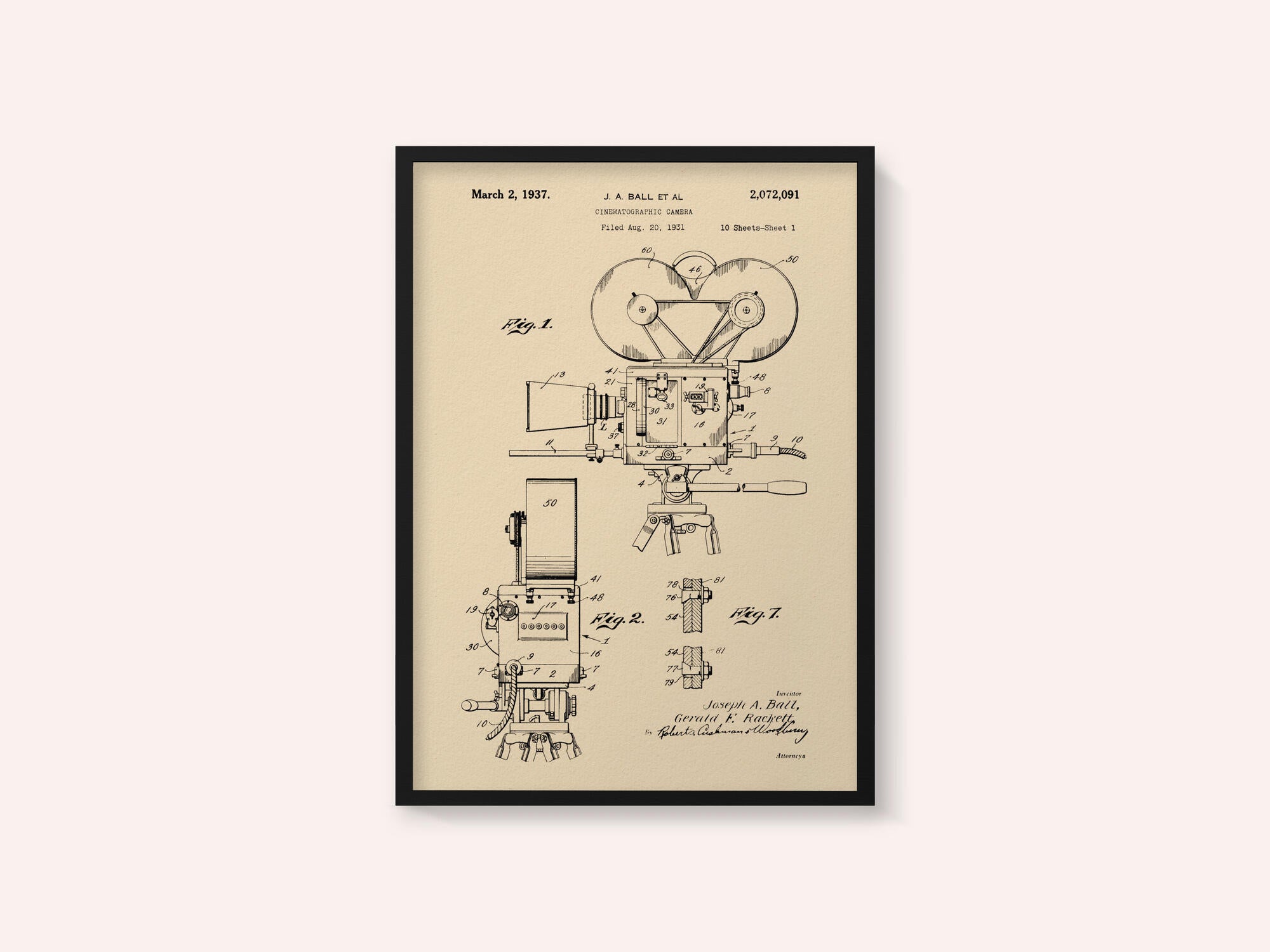 Cinematographic Camera Patent 1937