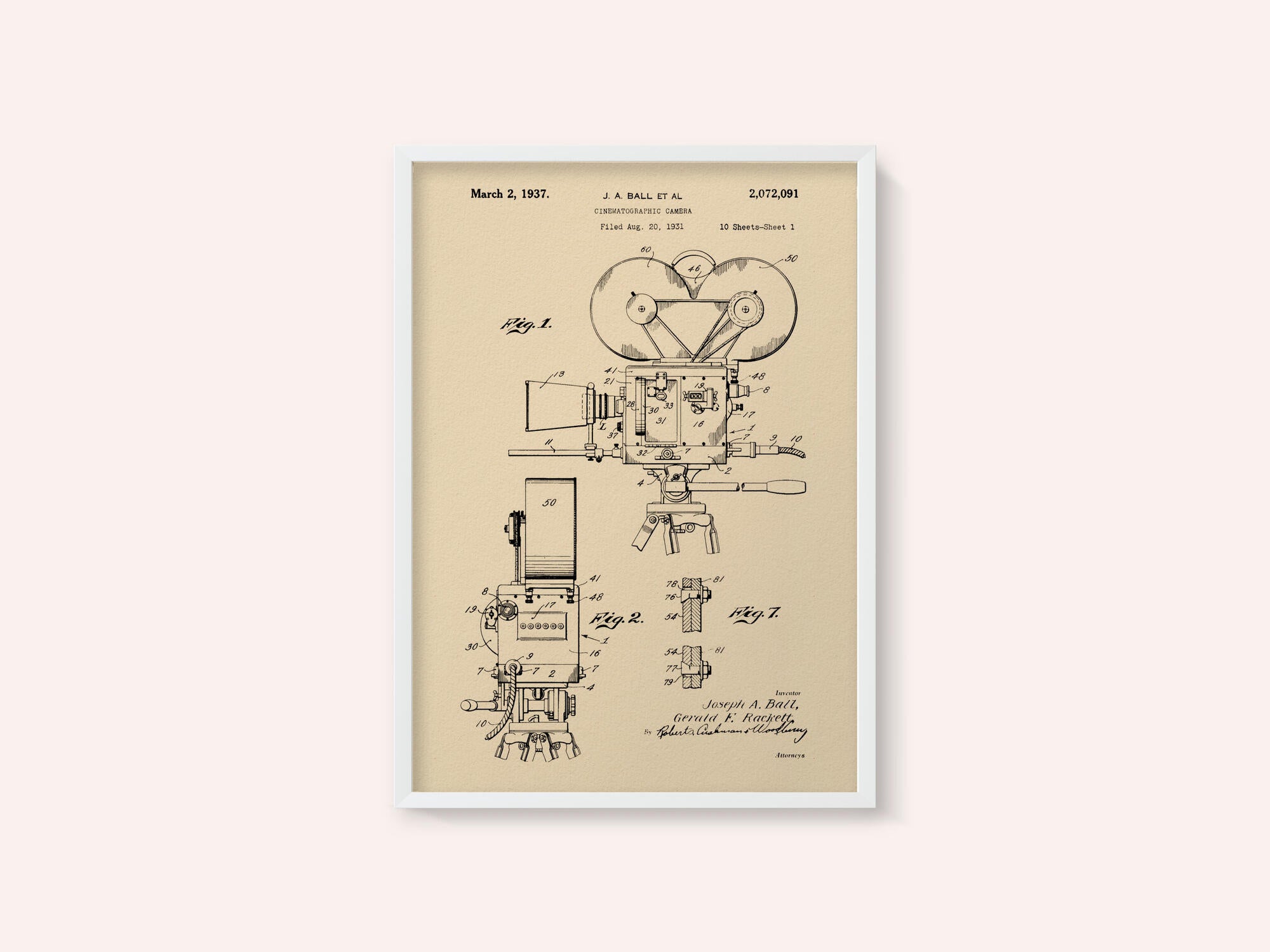 Cinematographic Camera Patent 1937