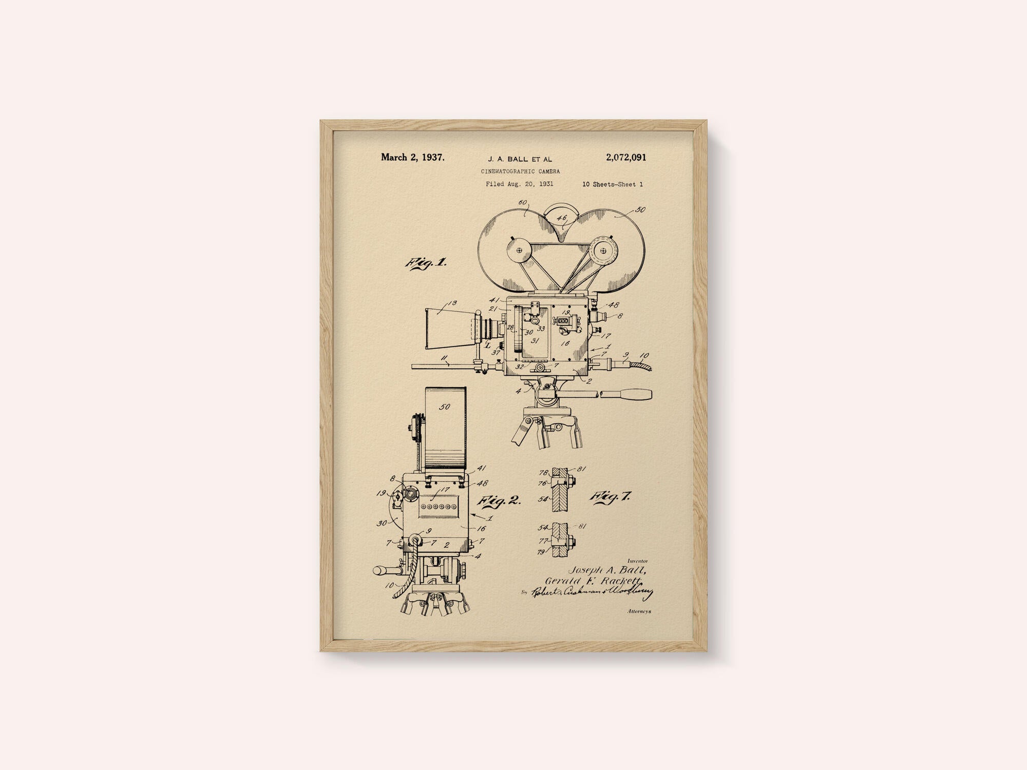 Cinematographic Camera Patent 1937