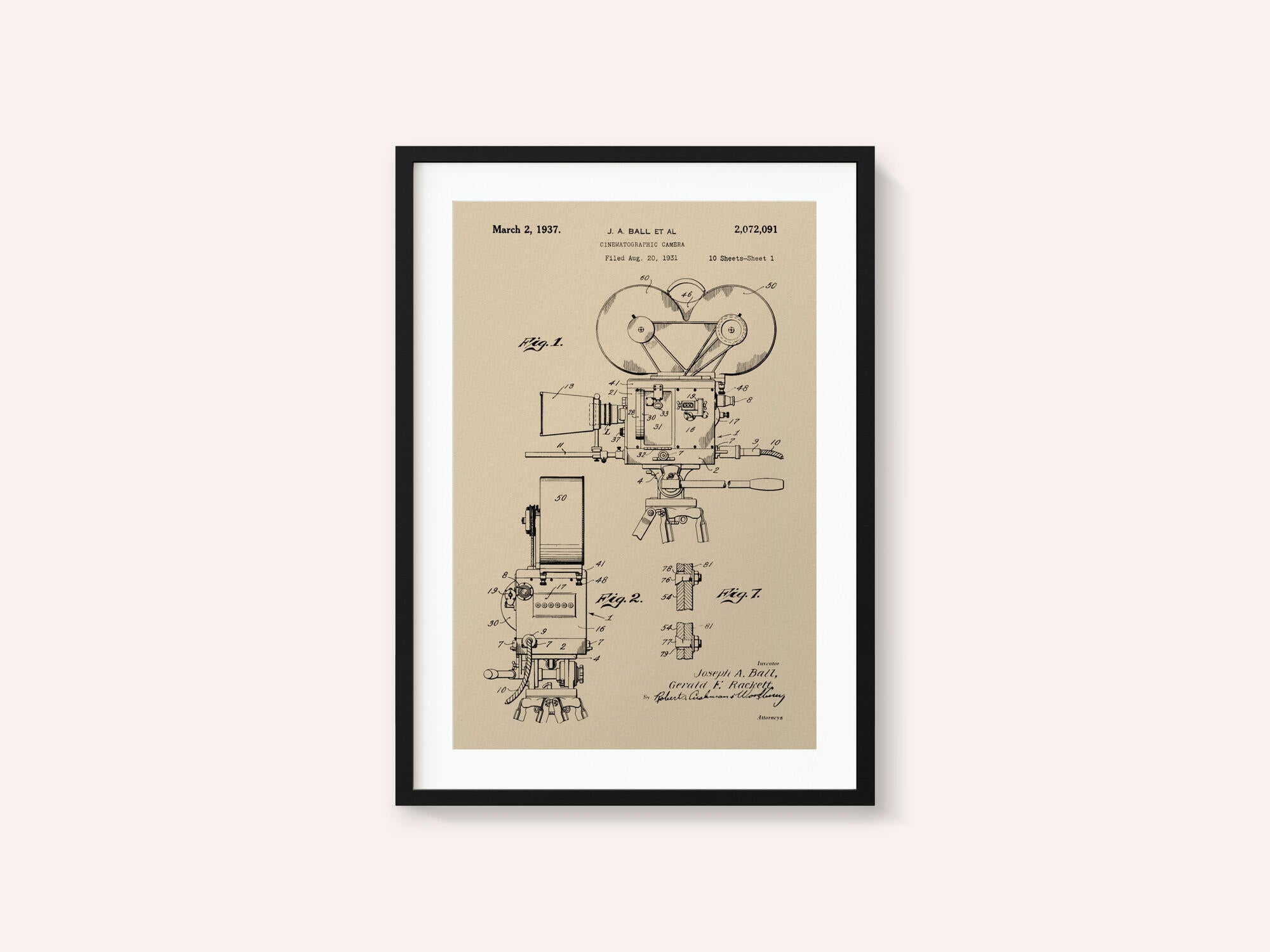 Cinematographic Camera Patent 1937