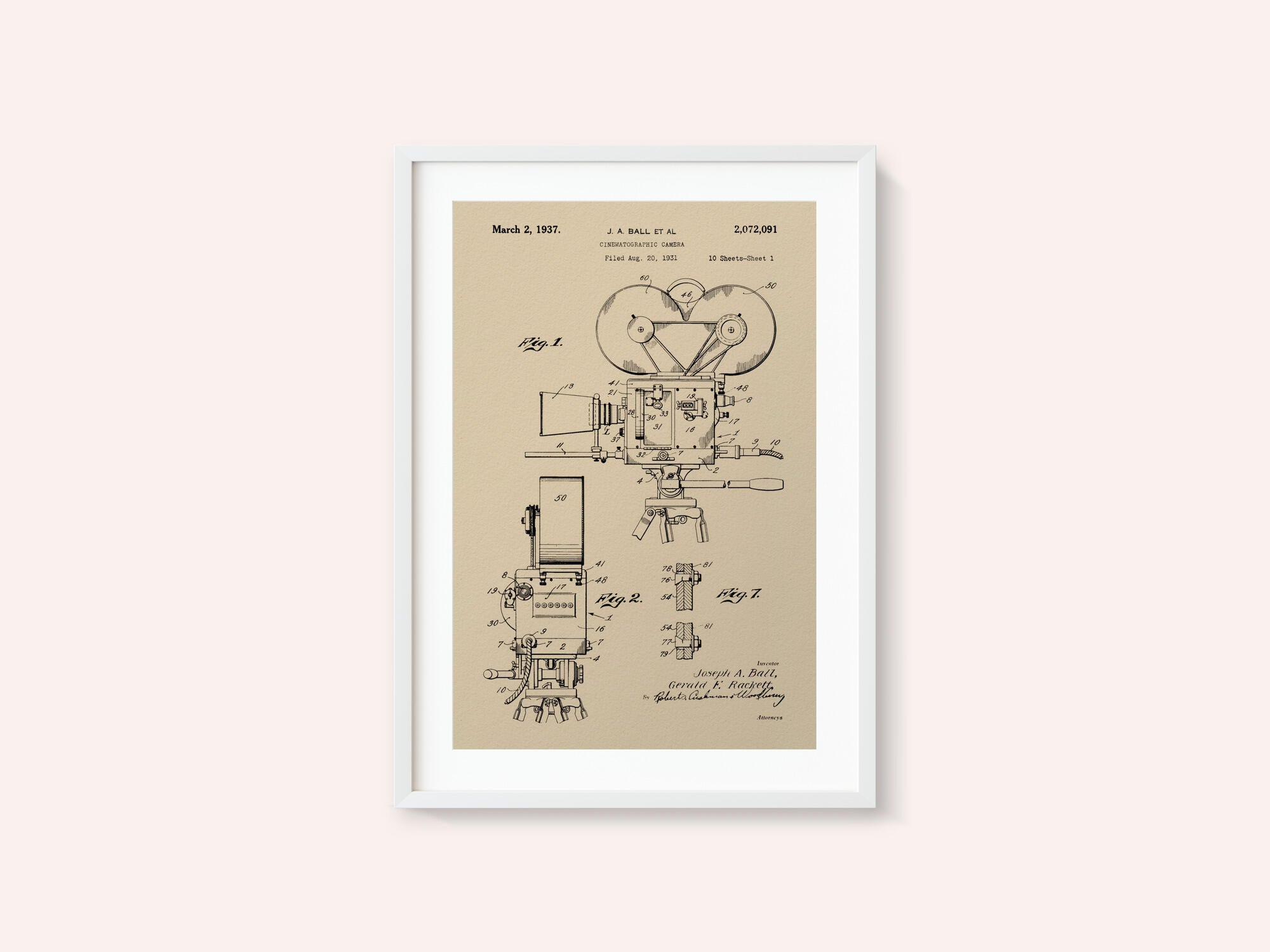 Cinematographic Camera Patent 1937