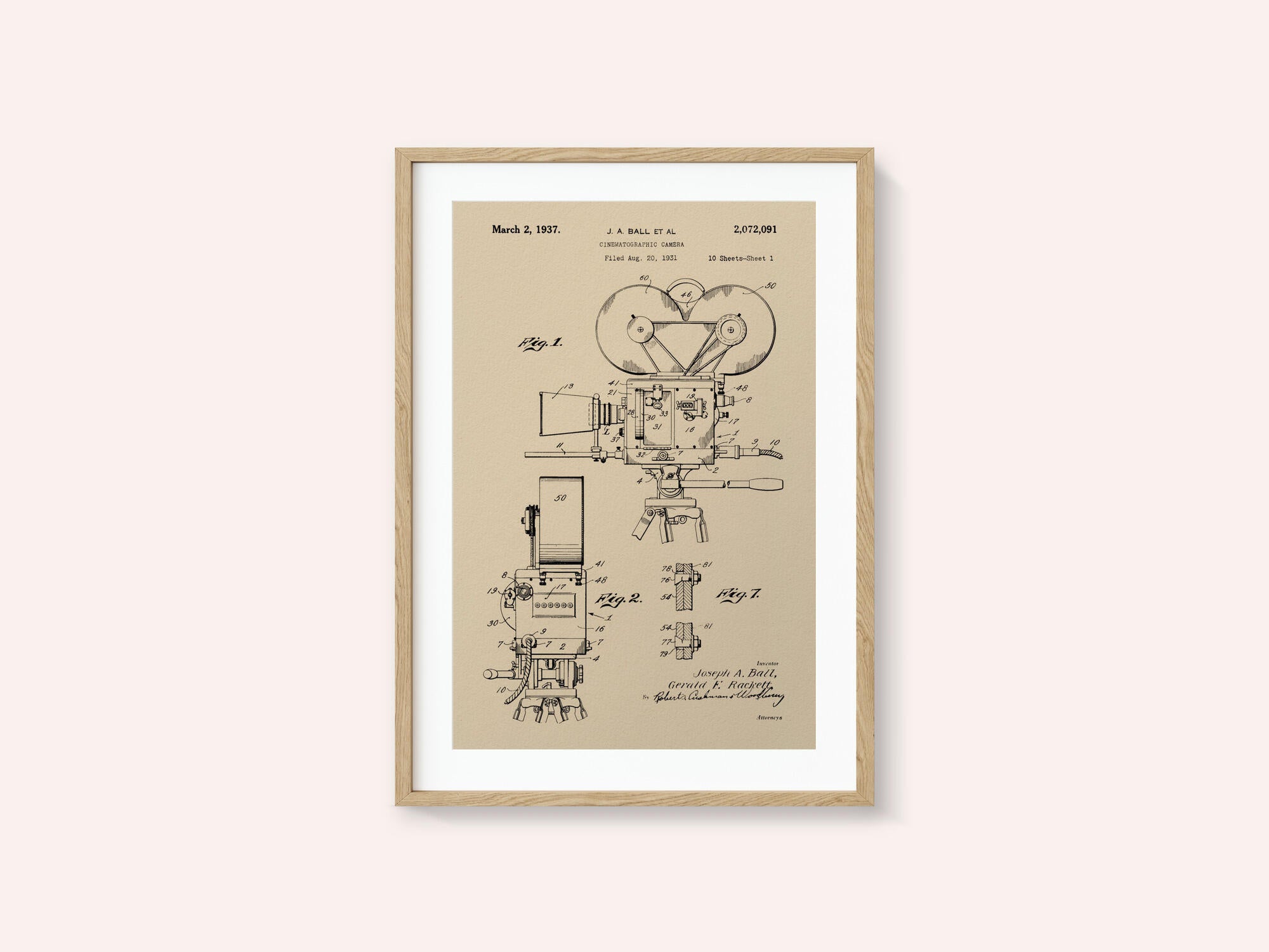 Cinematographic Camera Patent 1937