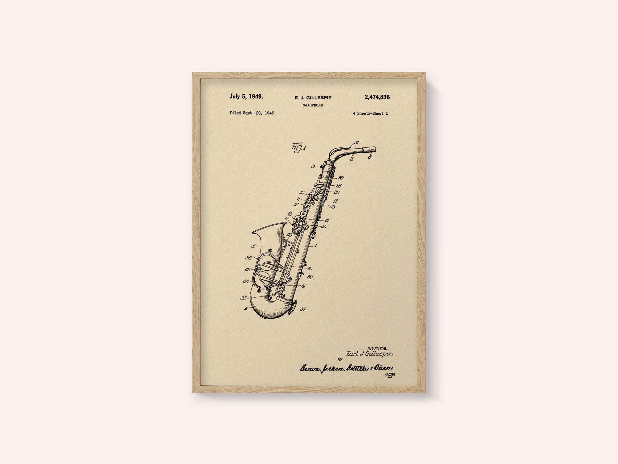 Saxophone Patent 1945