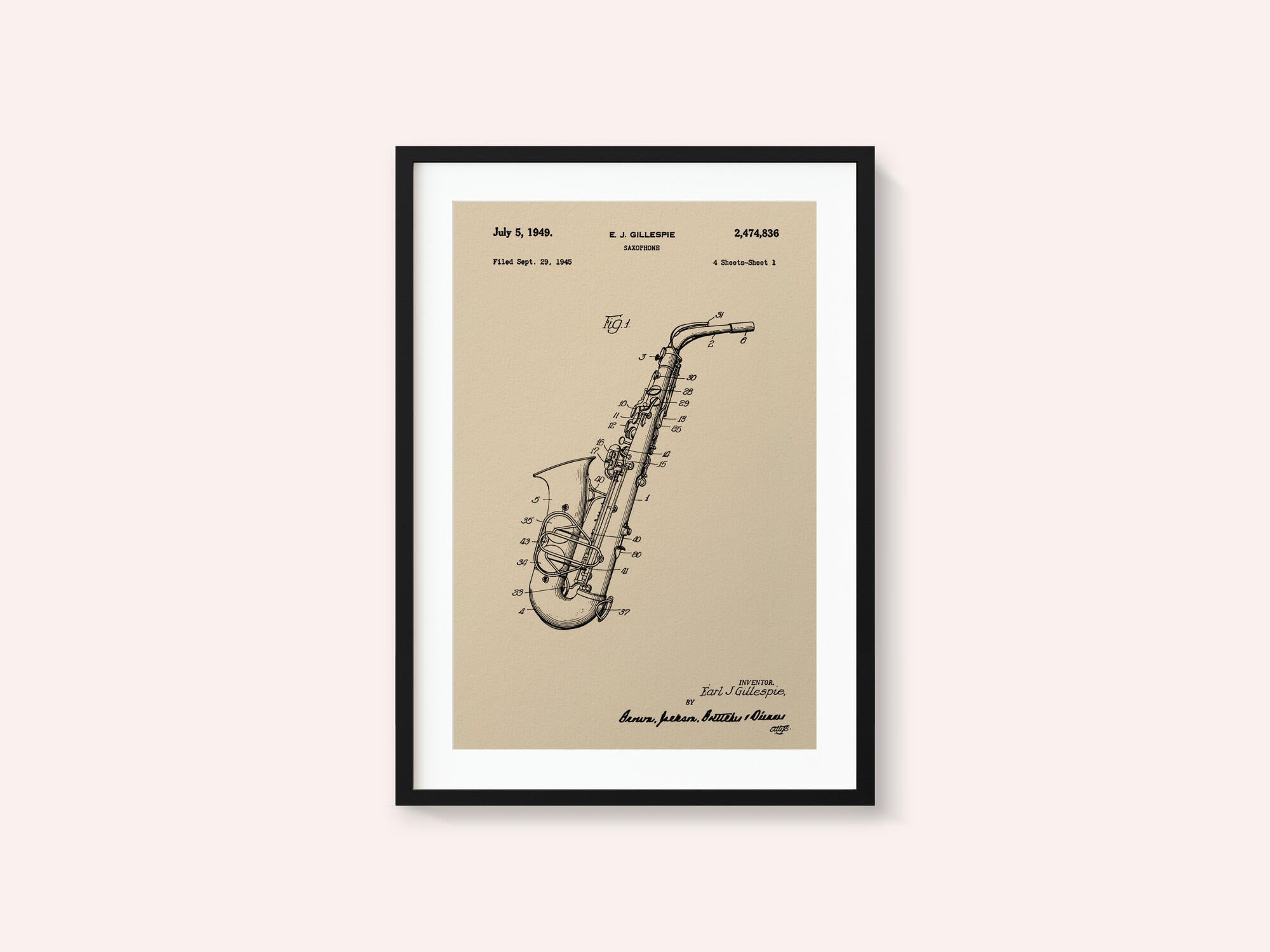 Saxophone Patent 1945