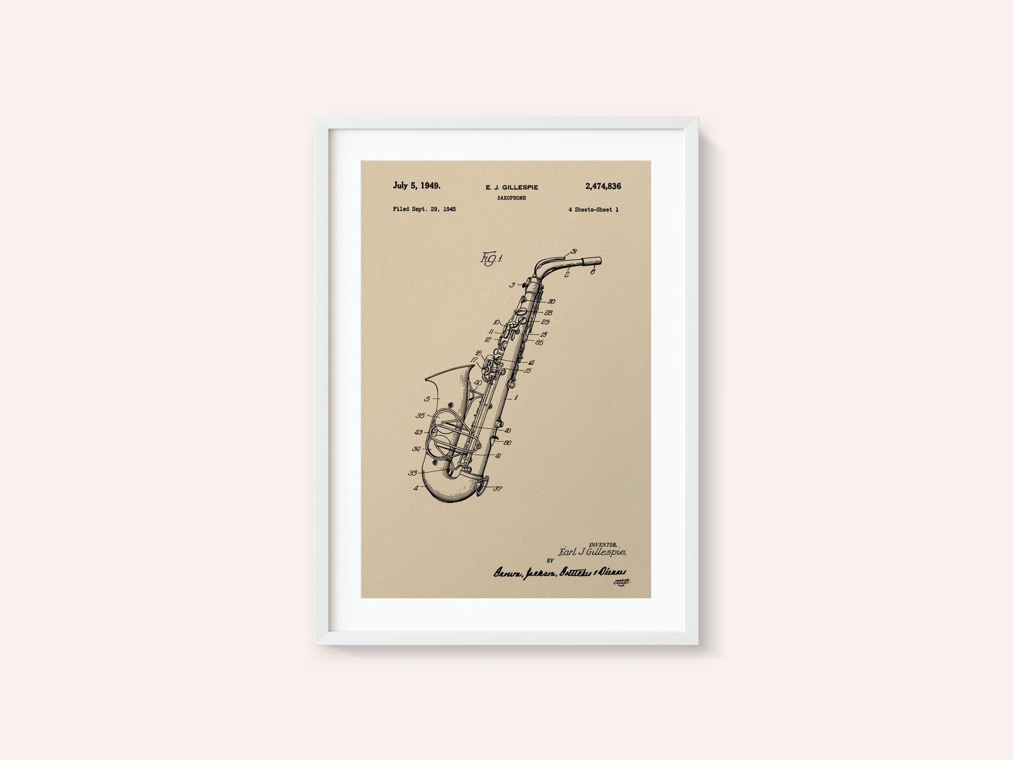 Saxophone Patent 1945
