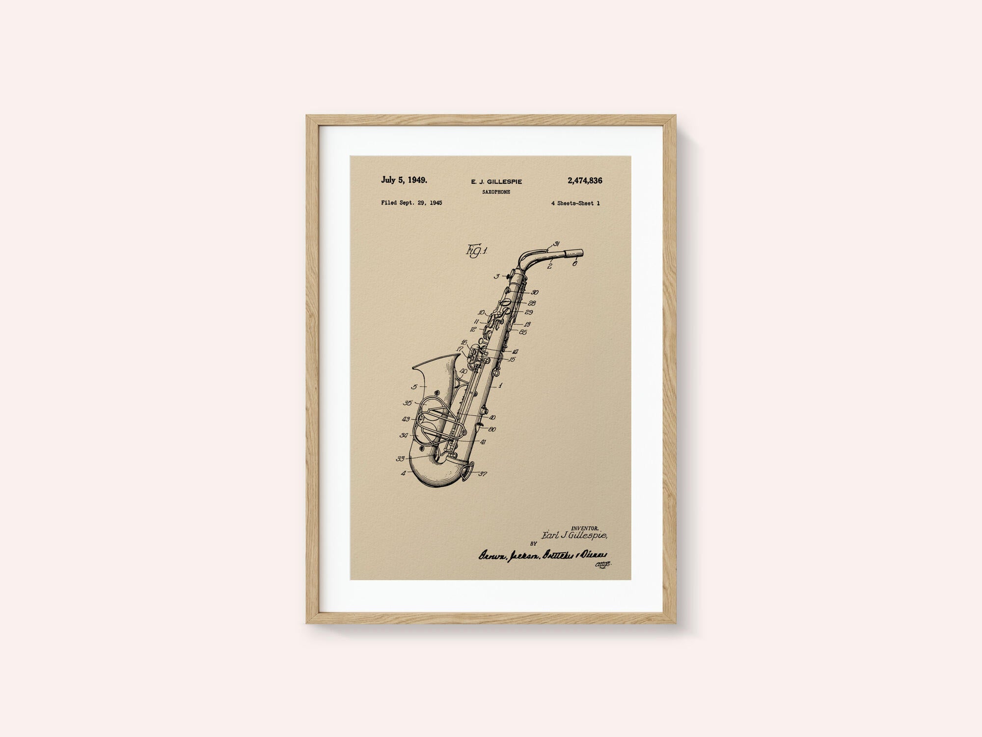 Saxophone Patent 1945