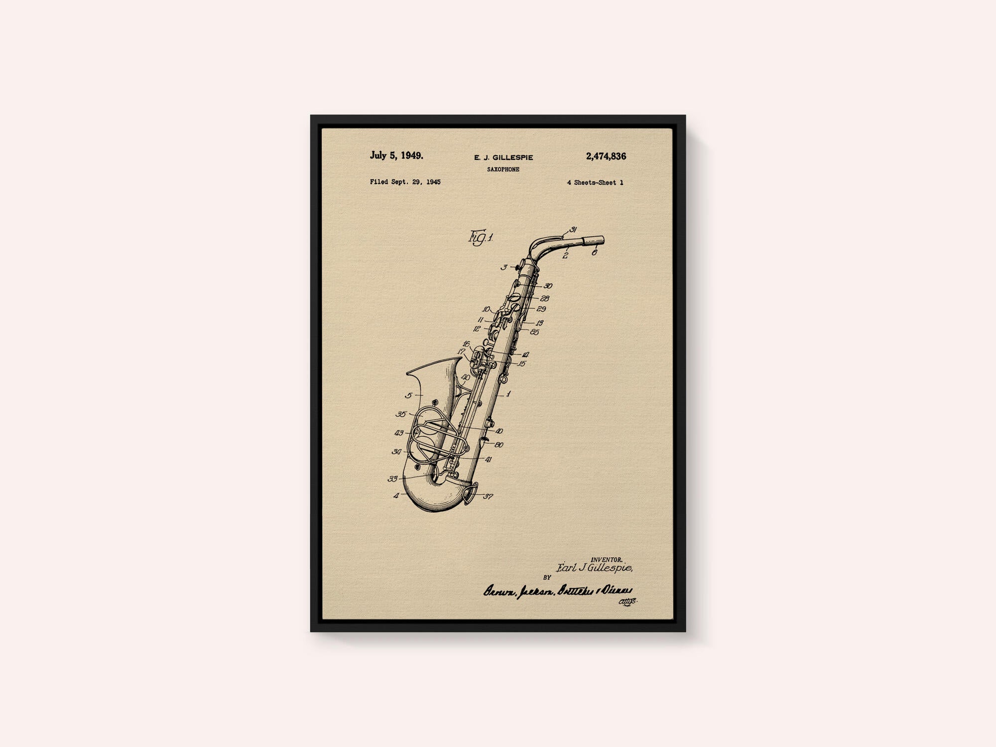 Saxophone Patent 1945