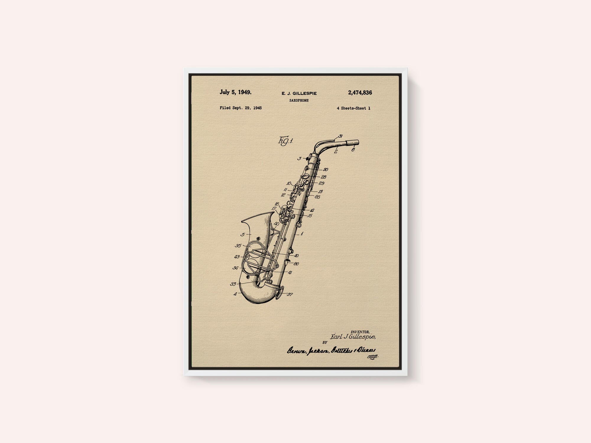 Saxophone Patent 1945