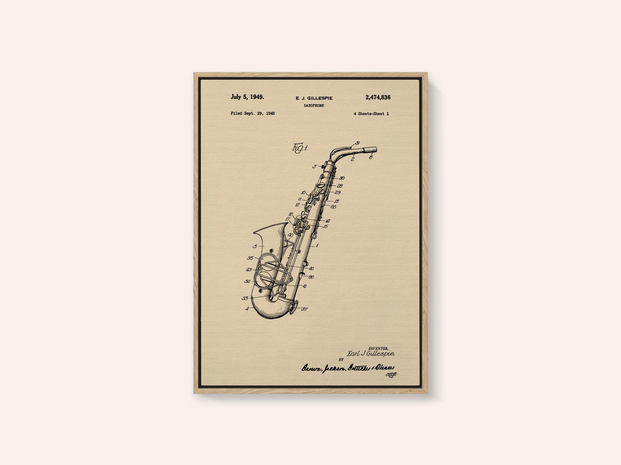 Saxophone Patent 1945
