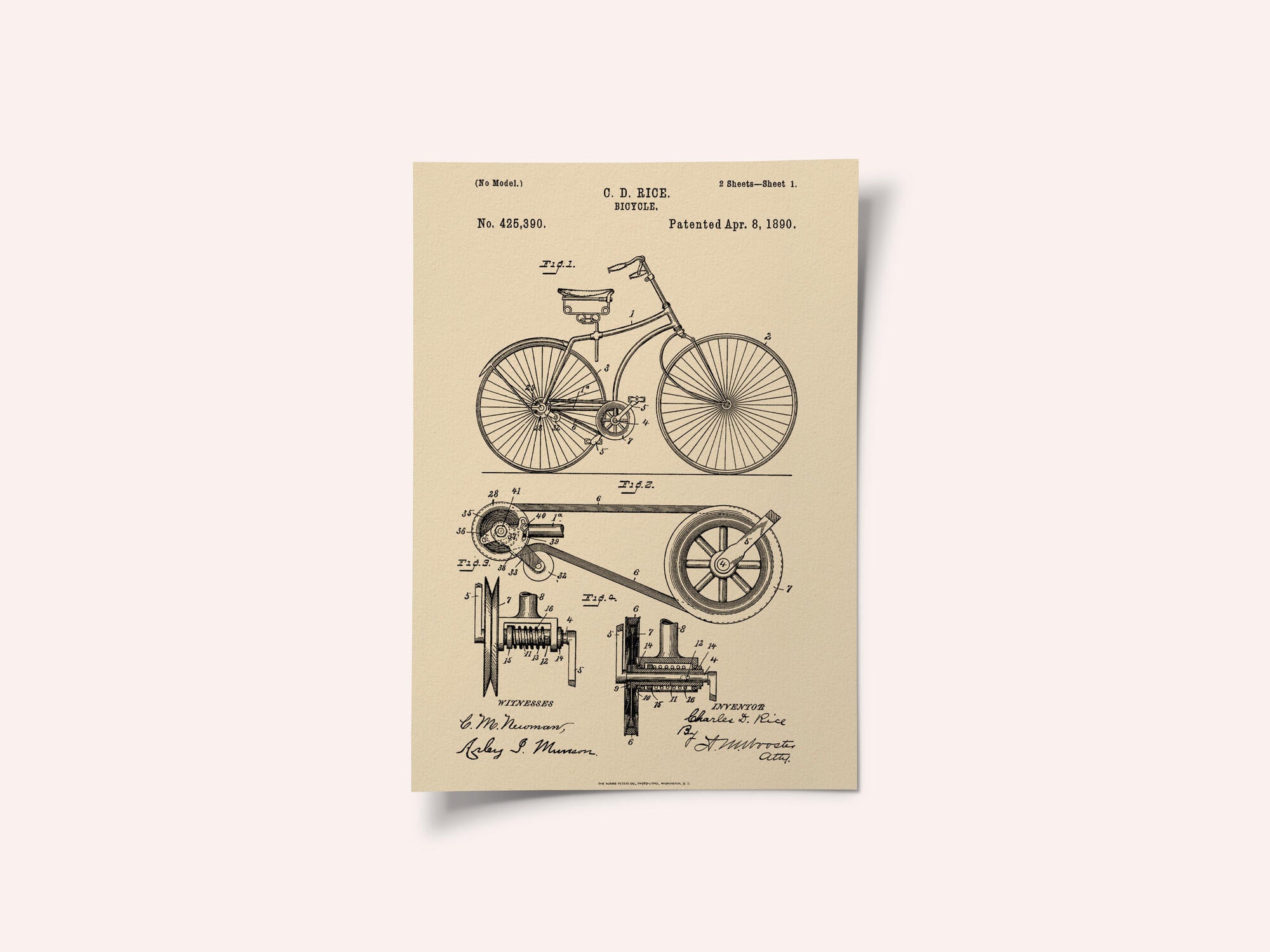 Bicycle Patent 1890