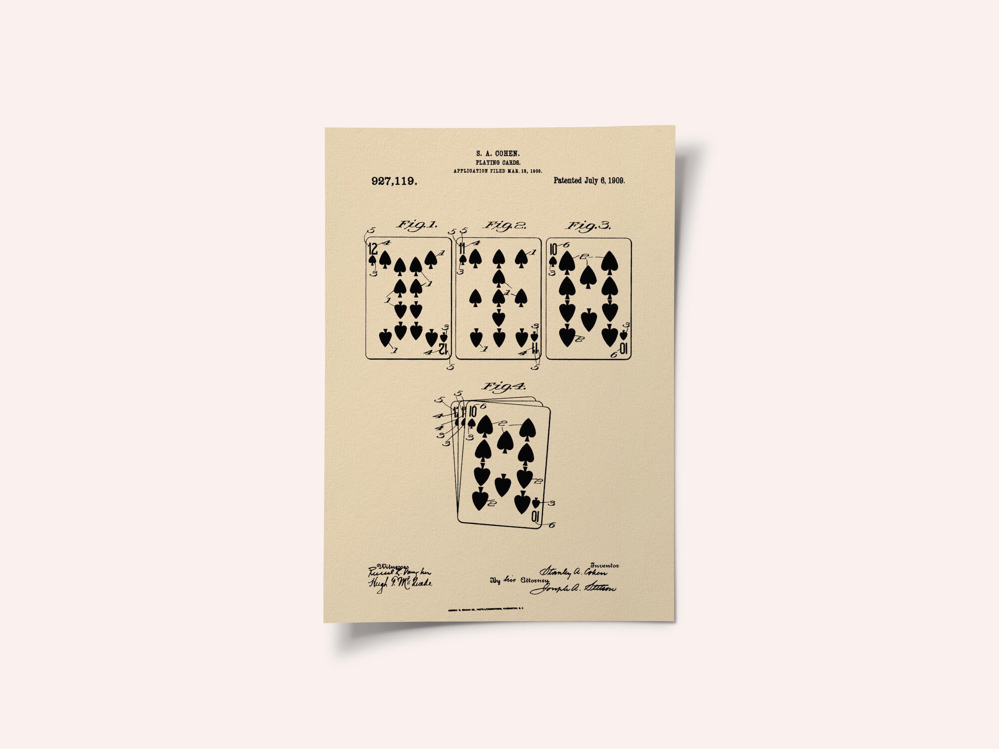 Playing Cards Patent 1909