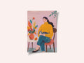 Woman with Cat and Autumn Bouquet