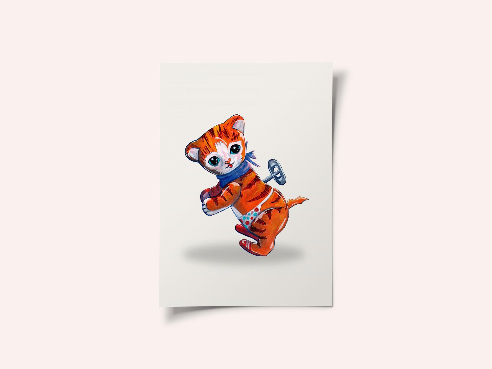 Wind Up Tiger Retro Toy By Renee Machan