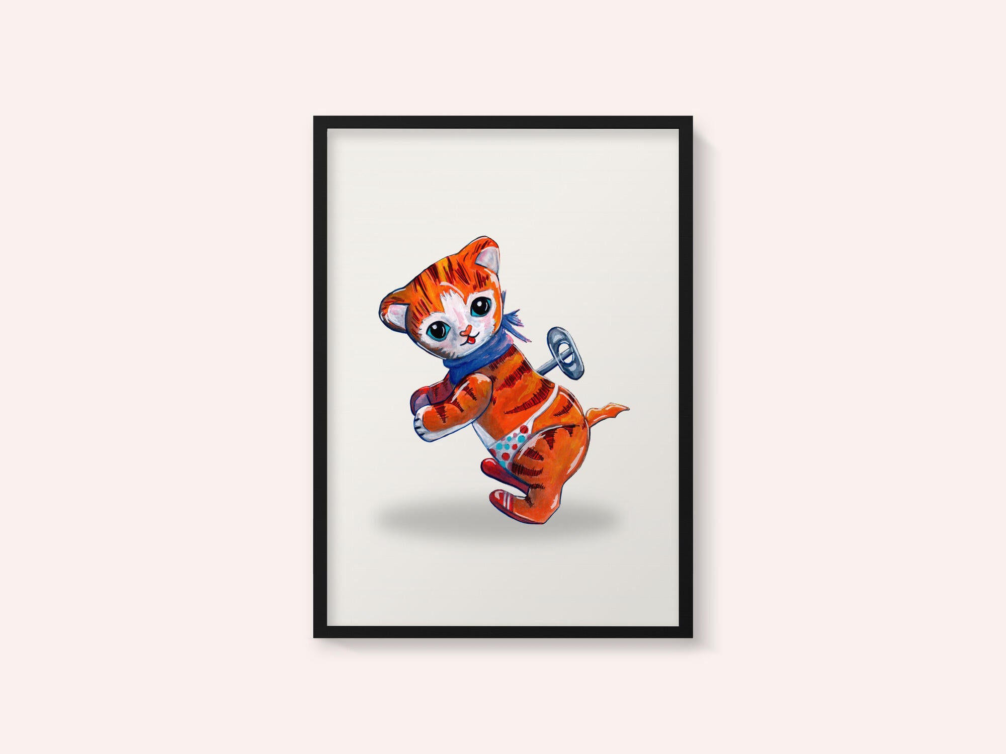Wind Up Tiger Retro Toy By Renee Machan