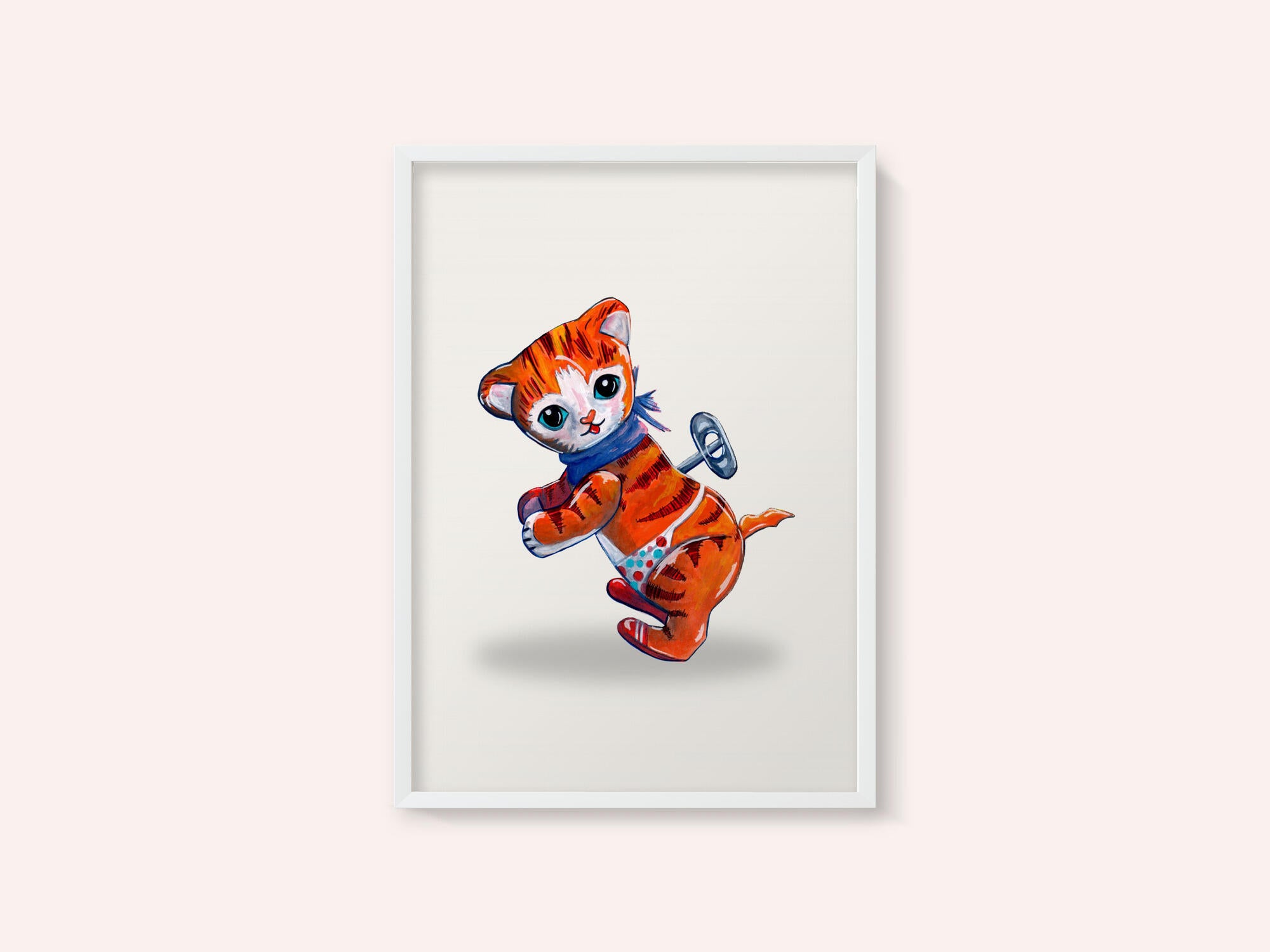 Wind Up Tiger Retro Toy By Renee Machan