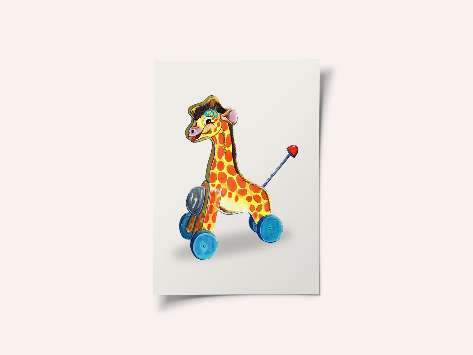 Wooden Giraffe Retro Toy By Renee Machan