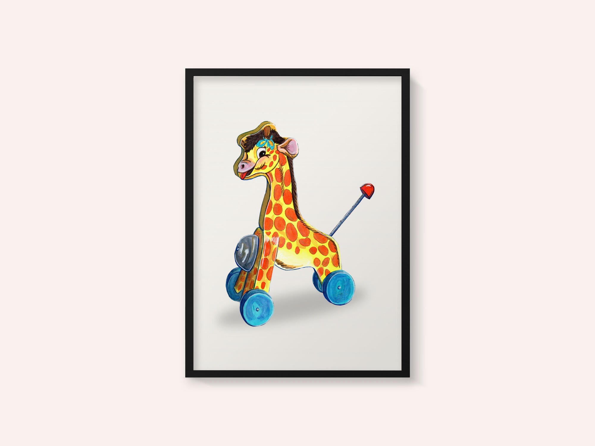 Wooden Giraffe Retro Toy By Renee Machan