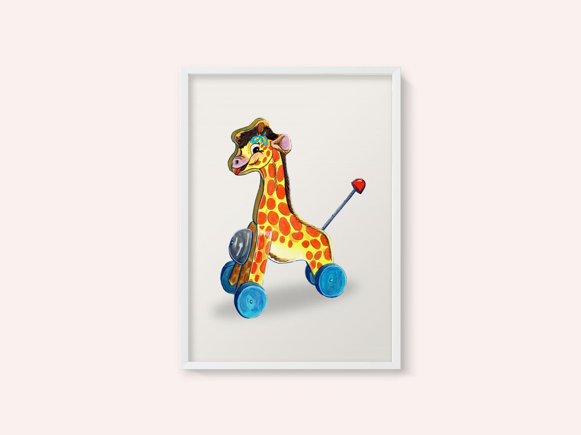 Wooden Giraffe Retro Toy By Renee Machan
