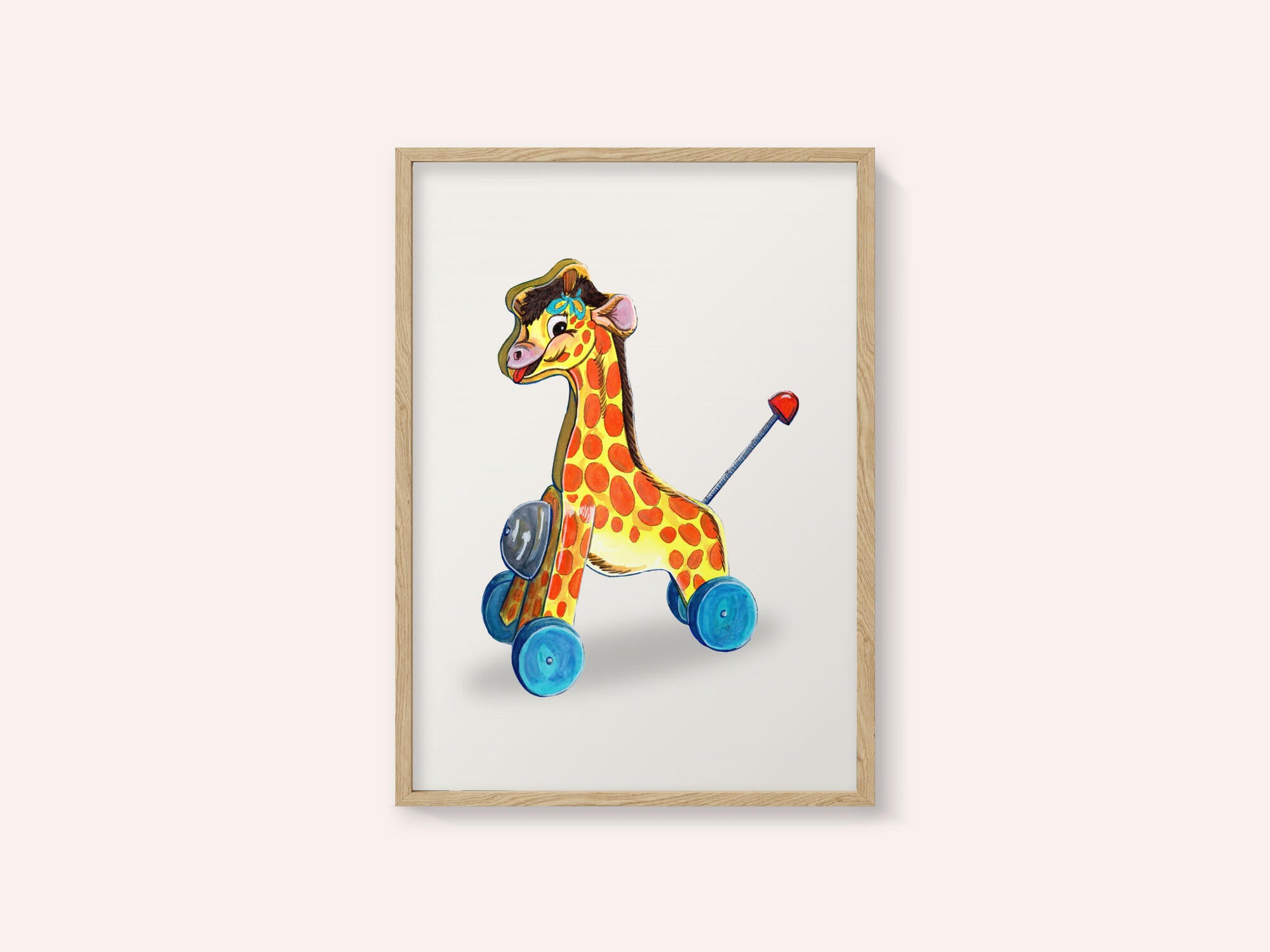 Wooden Giraffe Retro Toy By Renee Machan