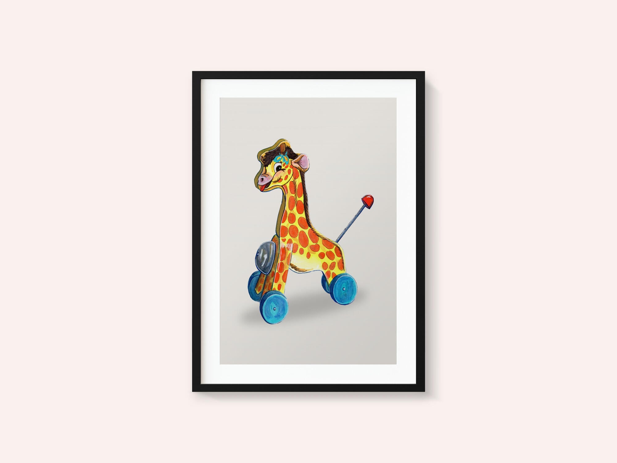 Wooden Giraffe Retro Toy By Renee Machan