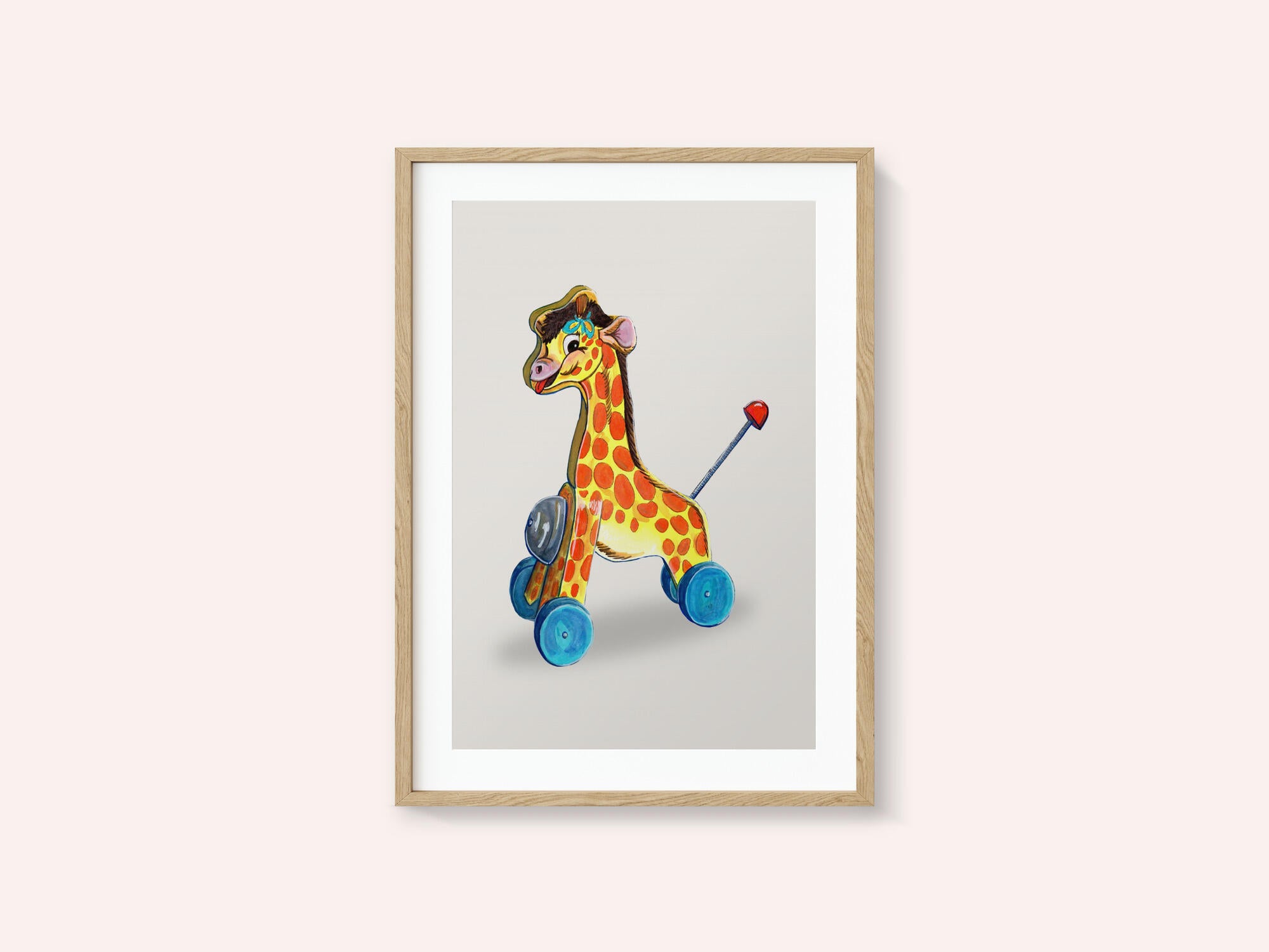 Wooden Giraffe Retro Toy By Renee Machan
