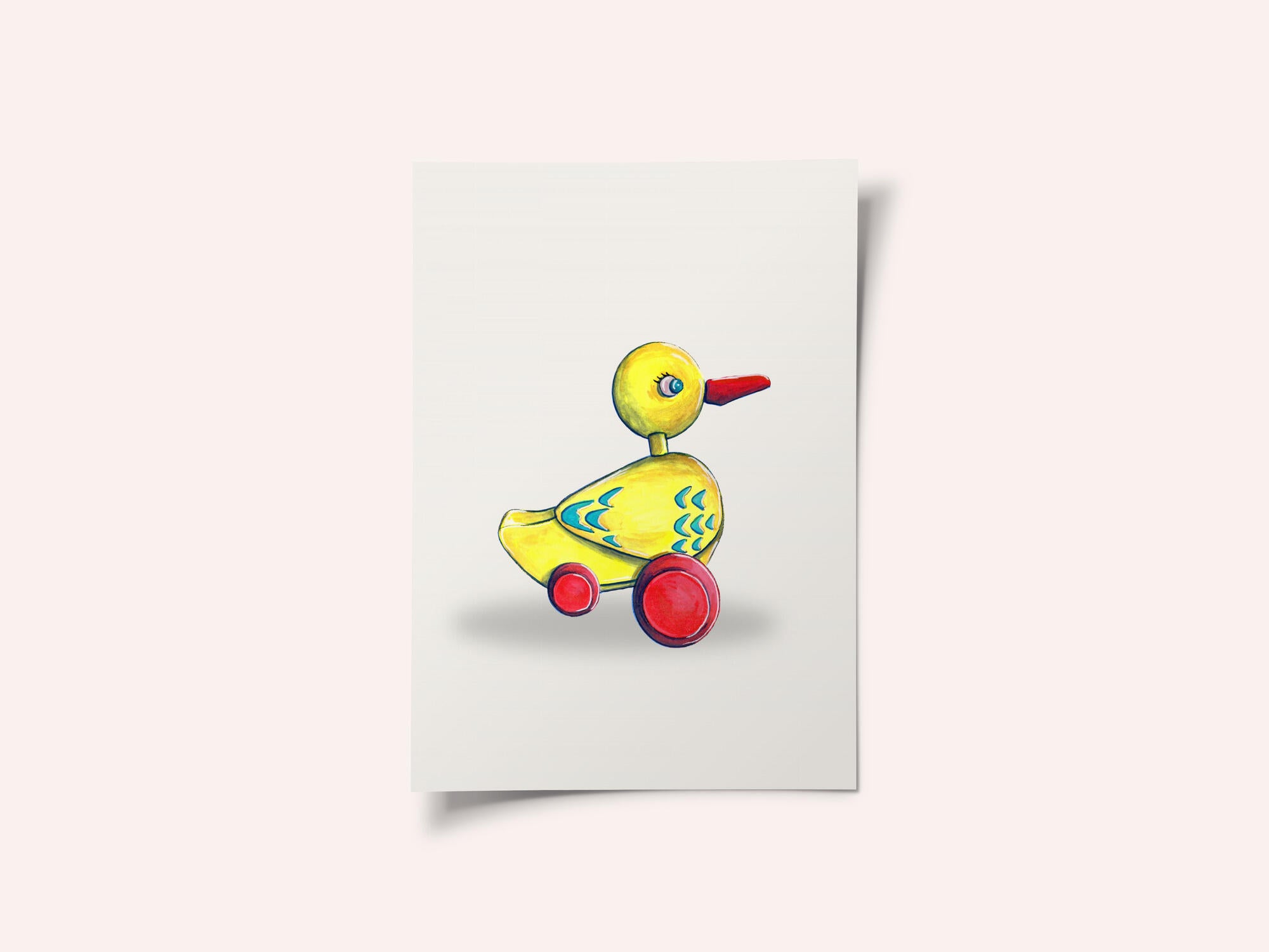 Pull Along Duck Retro Toy By Renee Machan