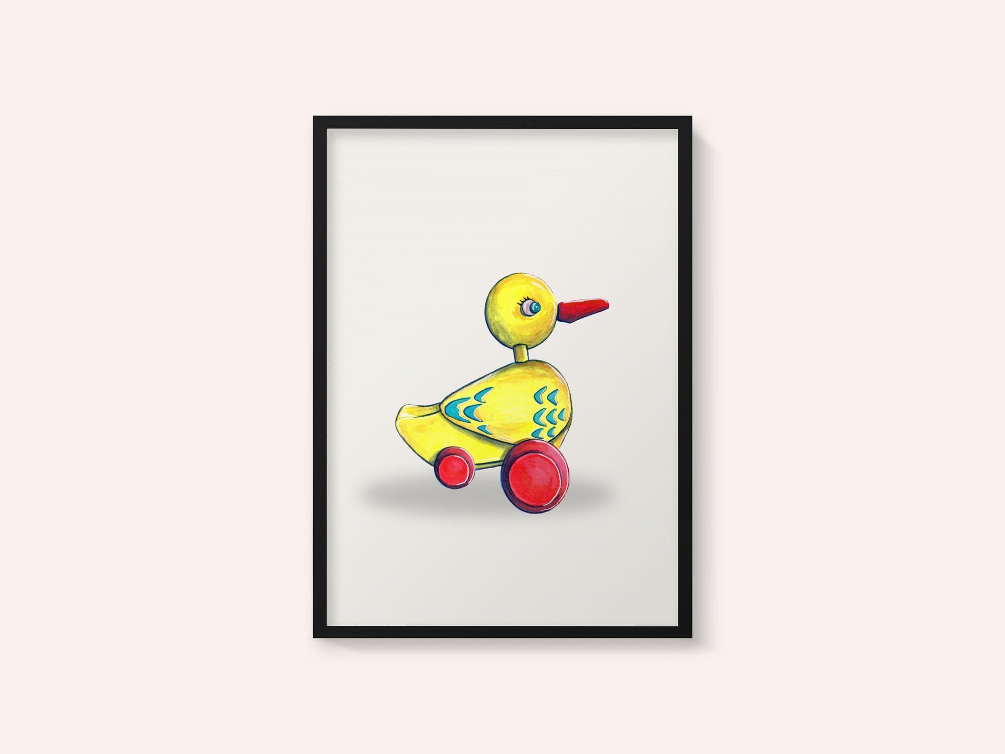 Pull Along Duck Retro Toy By Renee Machan