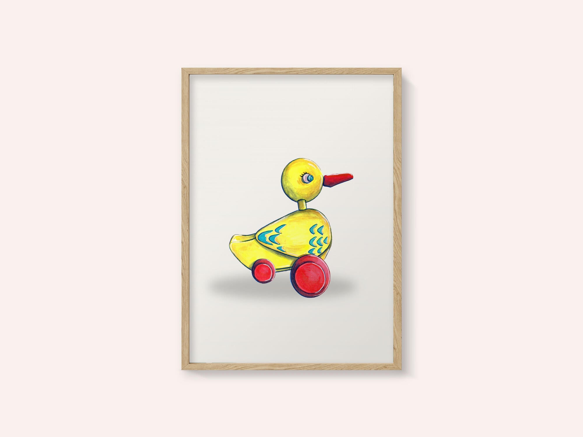 Pull Along Duck Retro Toy By Renee Machan