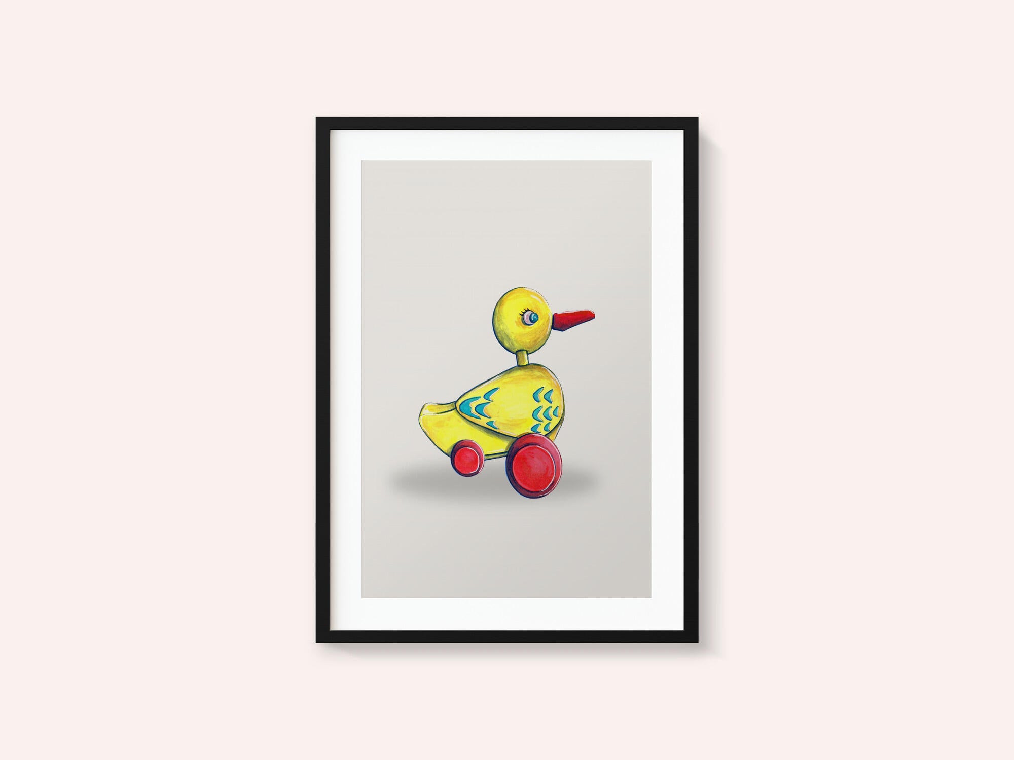 Pull Along Duck Retro Toy By Renee Machan