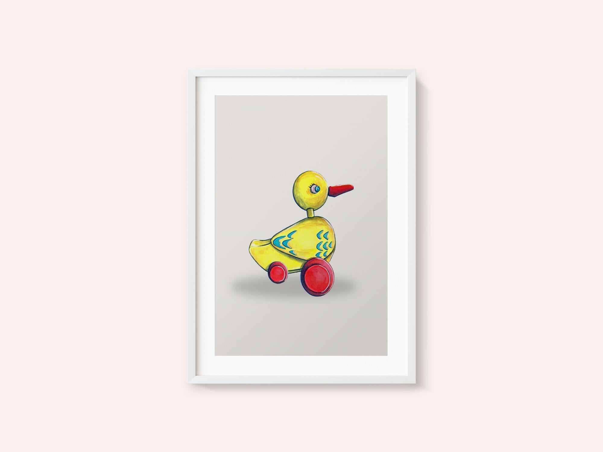Pull Along Duck Retro Toy By Renee Machan