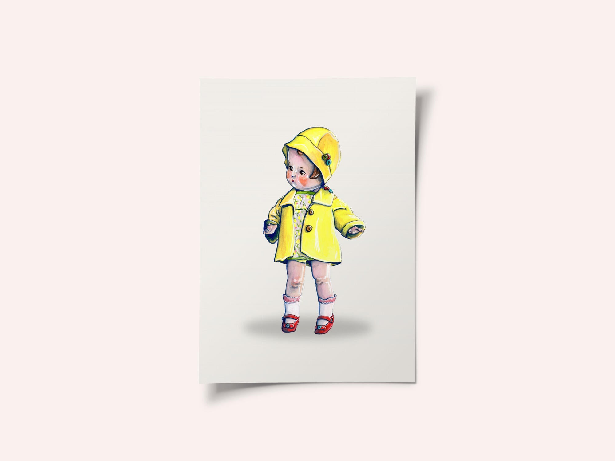 Baby Doll In Rain Jacket Retro Toy By Renee Machan
