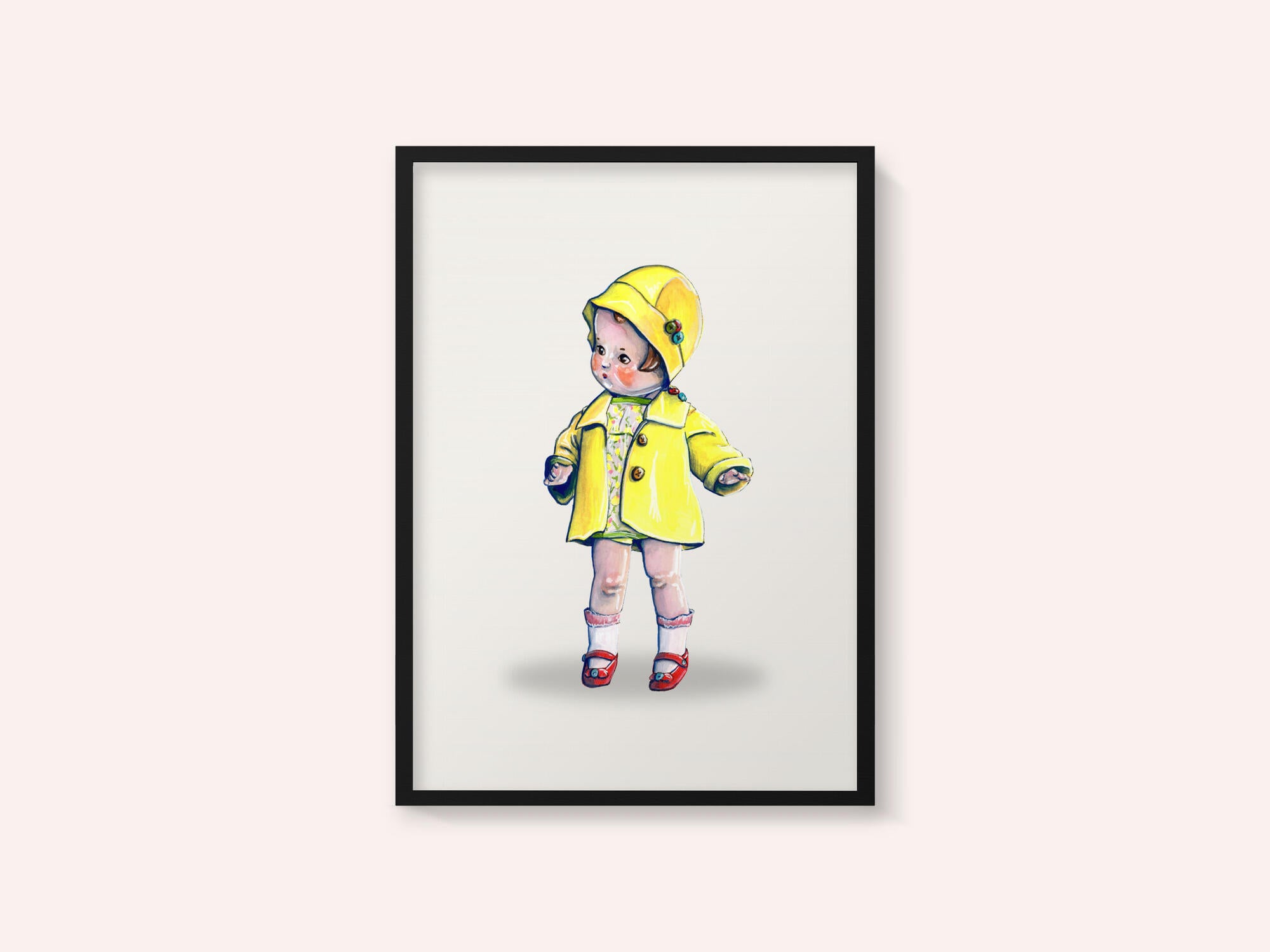 Baby Doll In Rain Jacket Retro Toy By Renee Machan