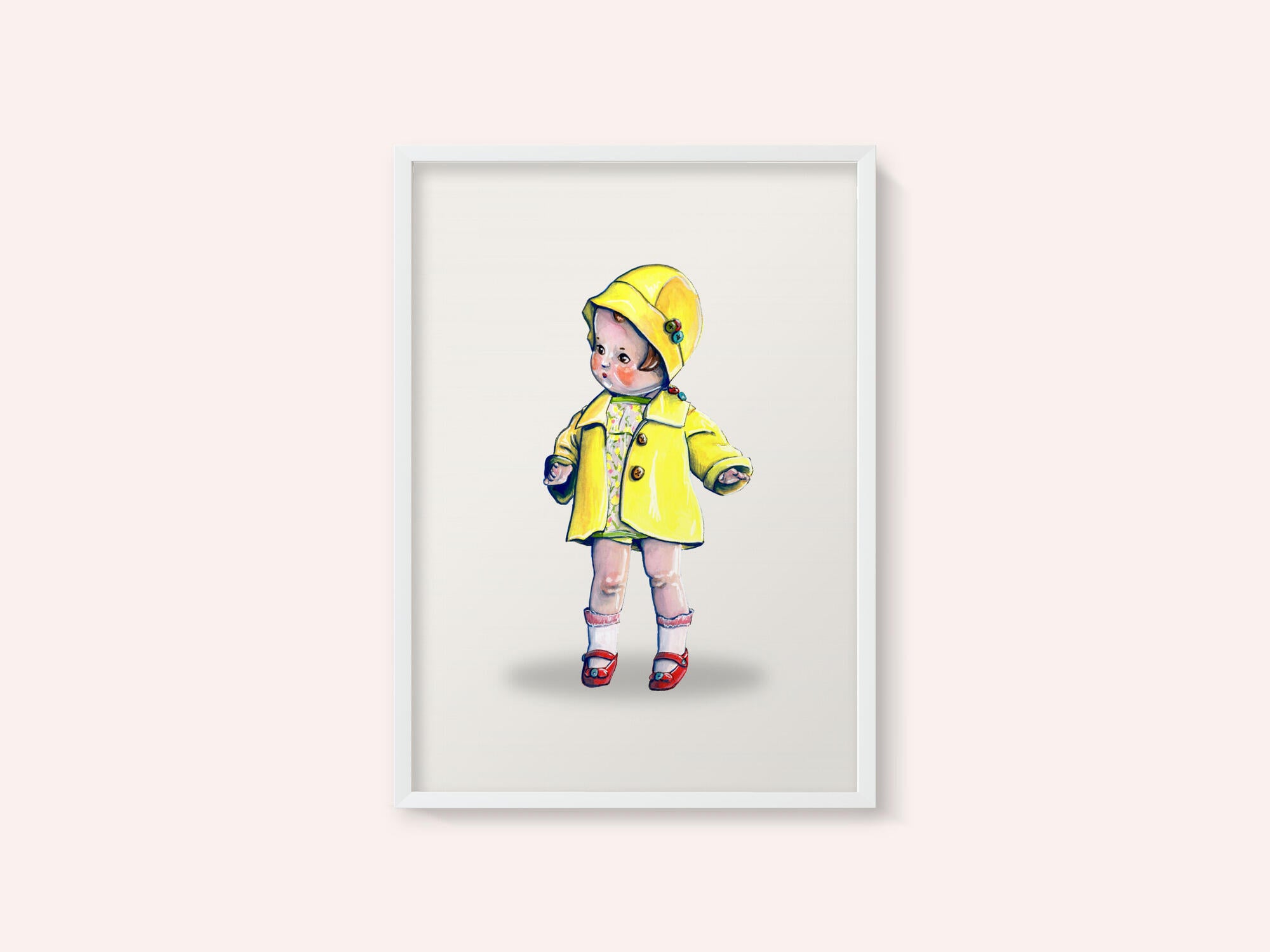 Baby Doll In Rain Jacket Retro Toy By Renee Machan