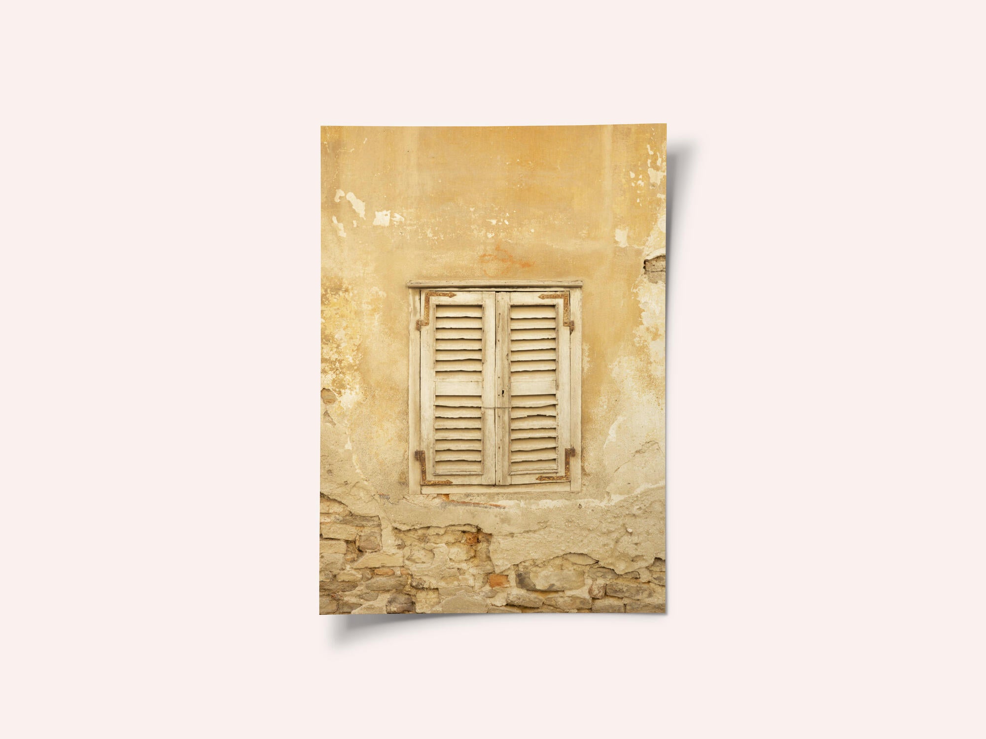 Old yellow shutters in Italy - mediterranean street and travel photography