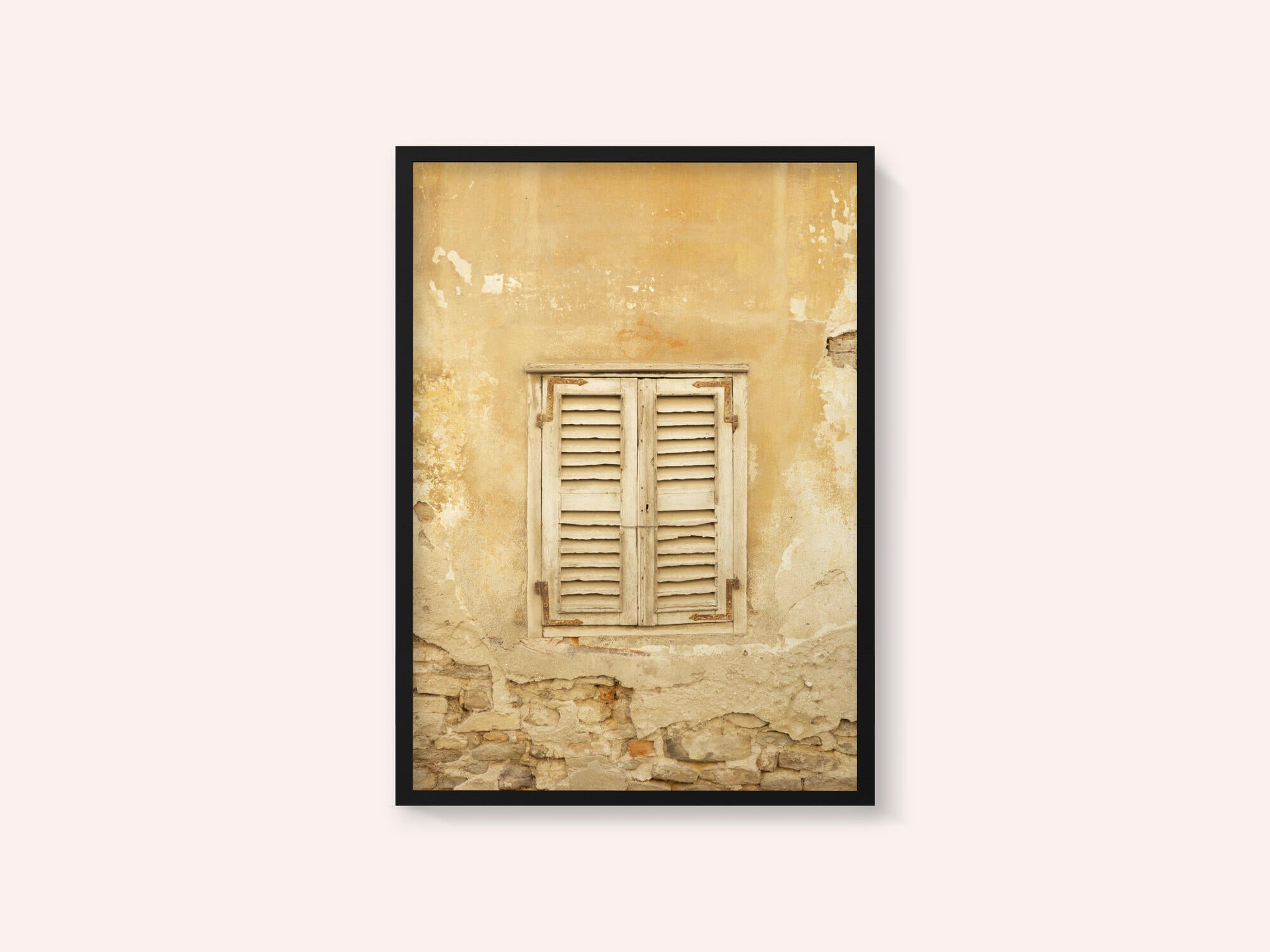 Old yellow shutters in Italy - mediterranean street and travel photography