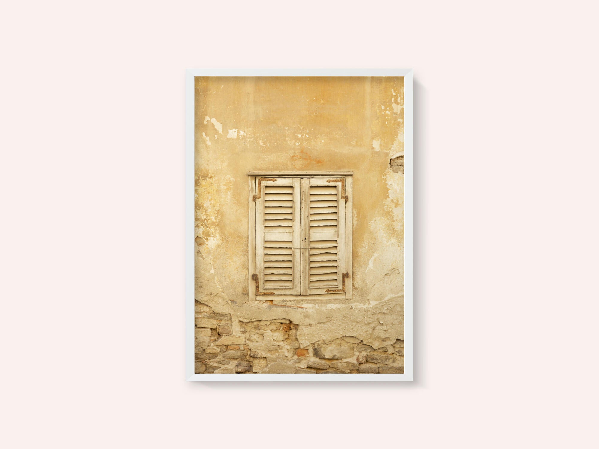Old yellow shutters in Italy - mediterranean street and travel photography