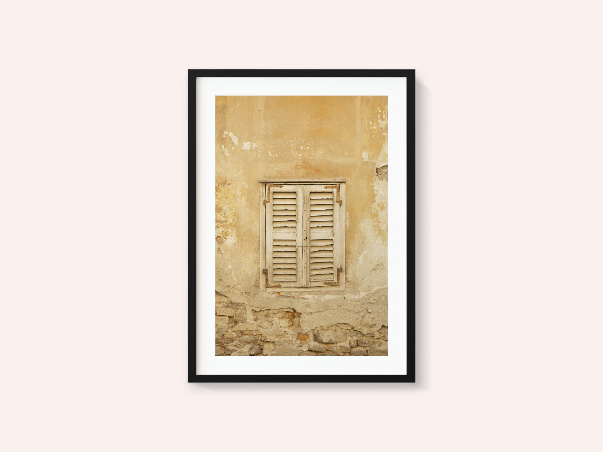 Old yellow shutters in Italy - mediterranean street and travel photography