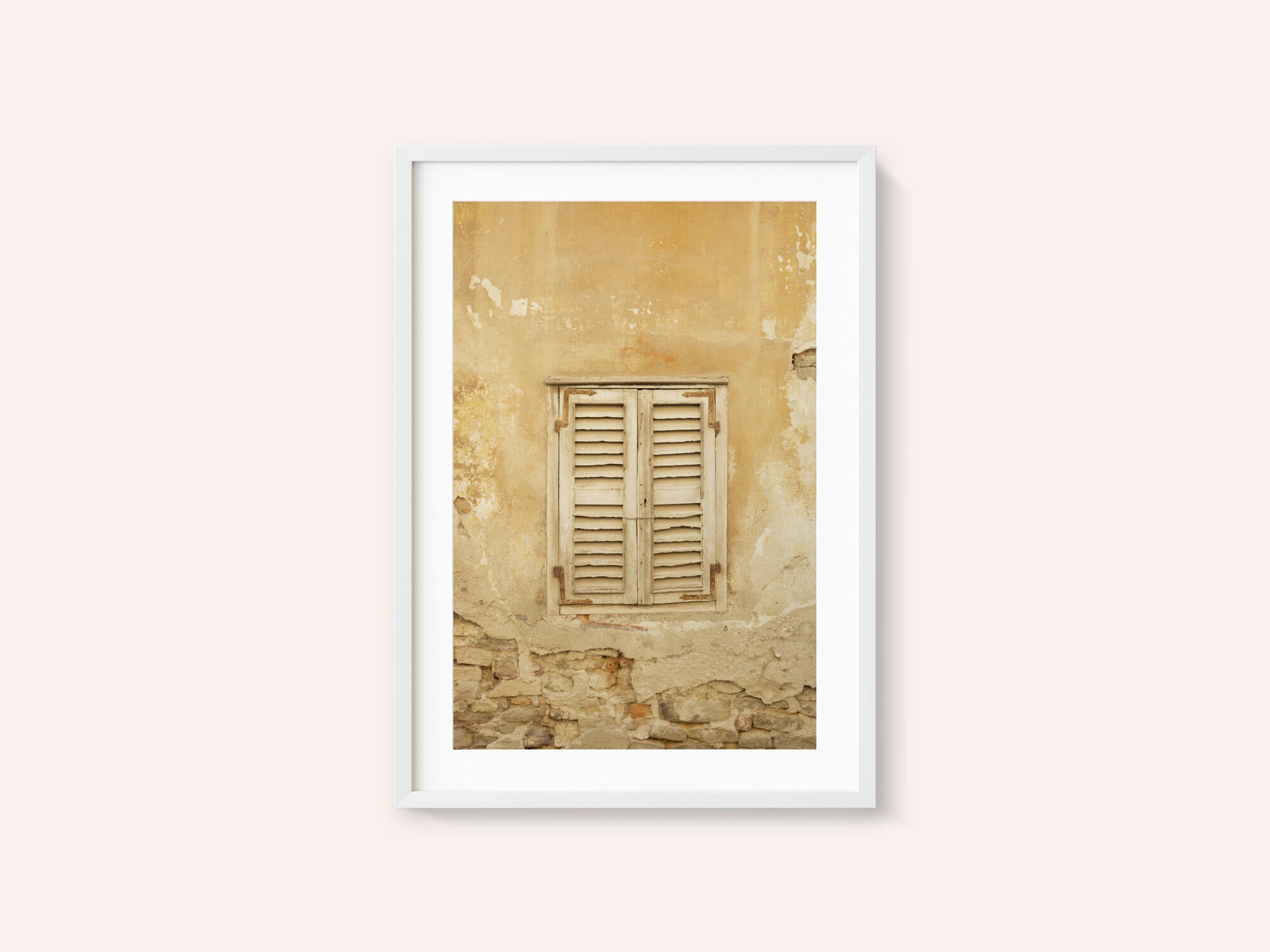 Old yellow shutters in Italy - mediterranean street and travel photography