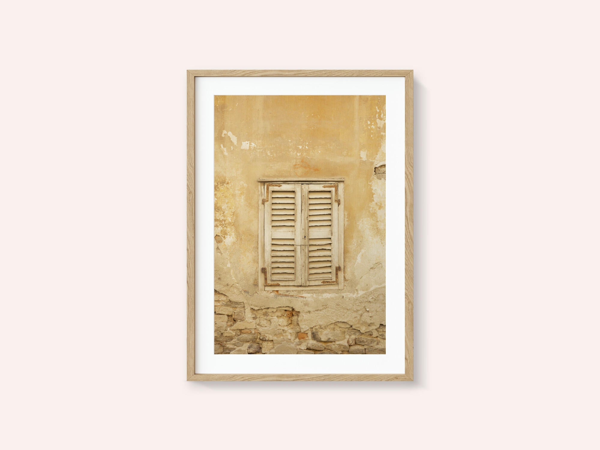 Old yellow shutters in Italy - mediterranean street and travel photography