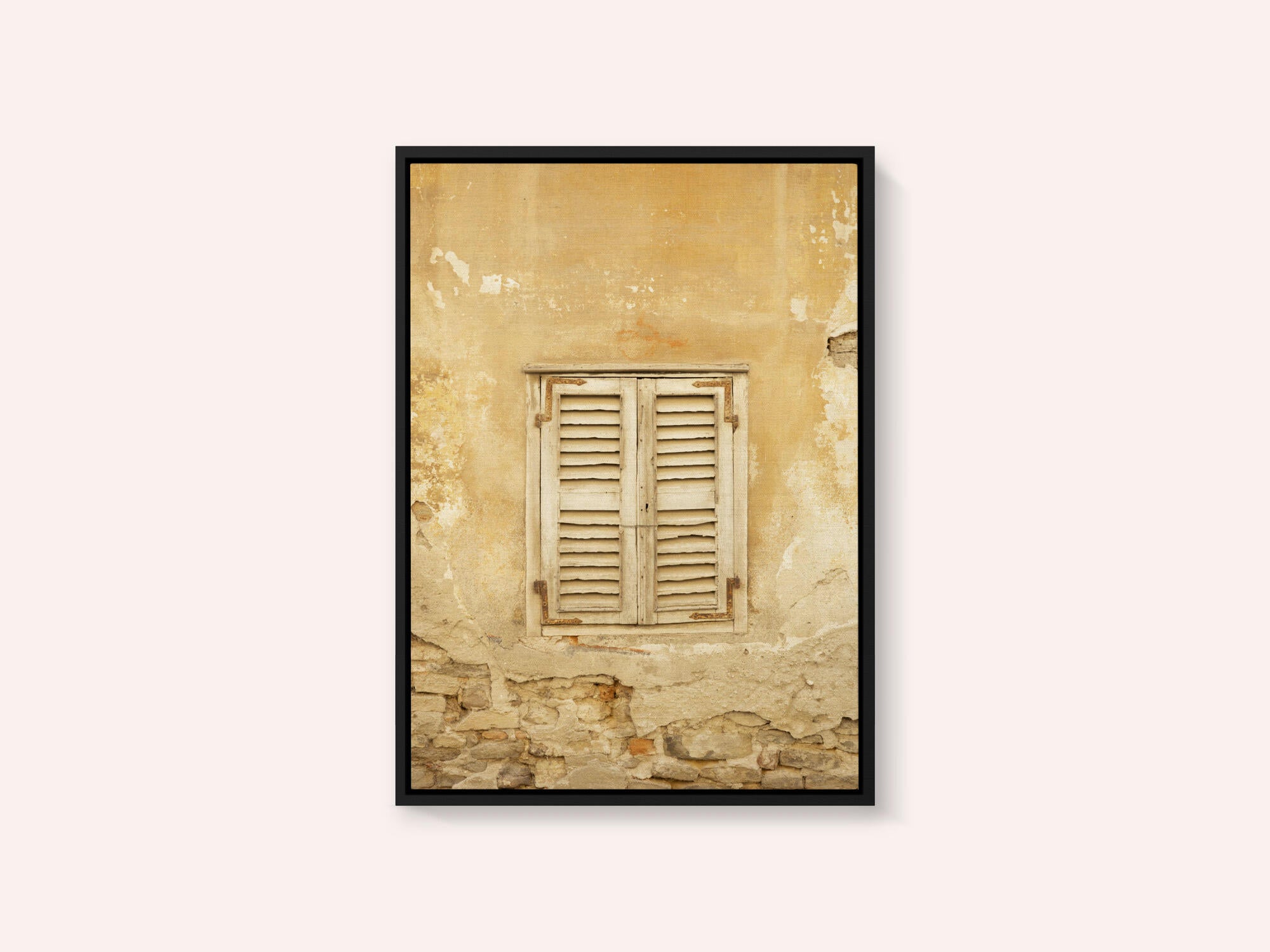 Old yellow shutters in Italy - mediterranean street and travel photography